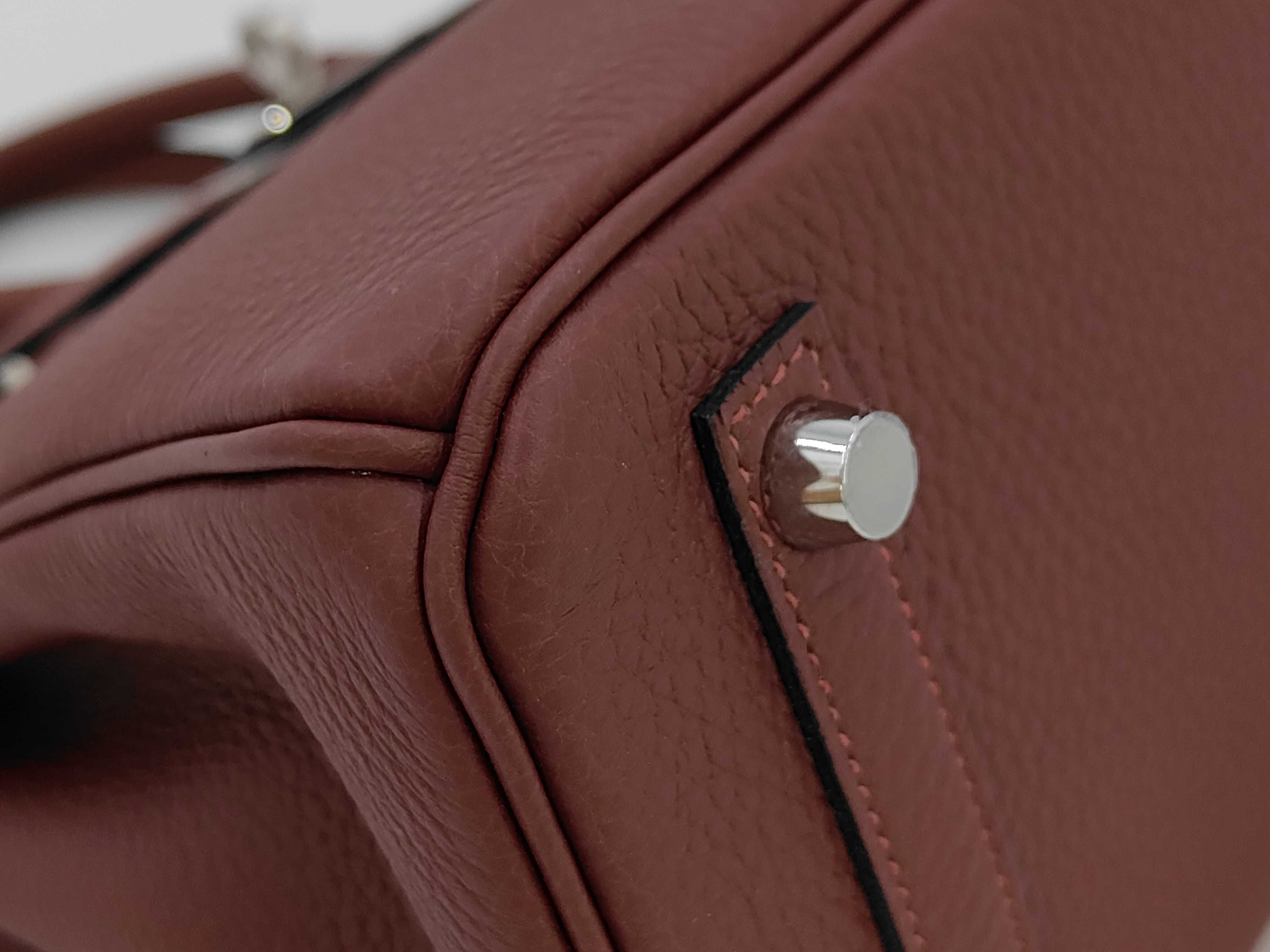 Birkin 25 Togo Rouge H SS G stamp handbag — view 4