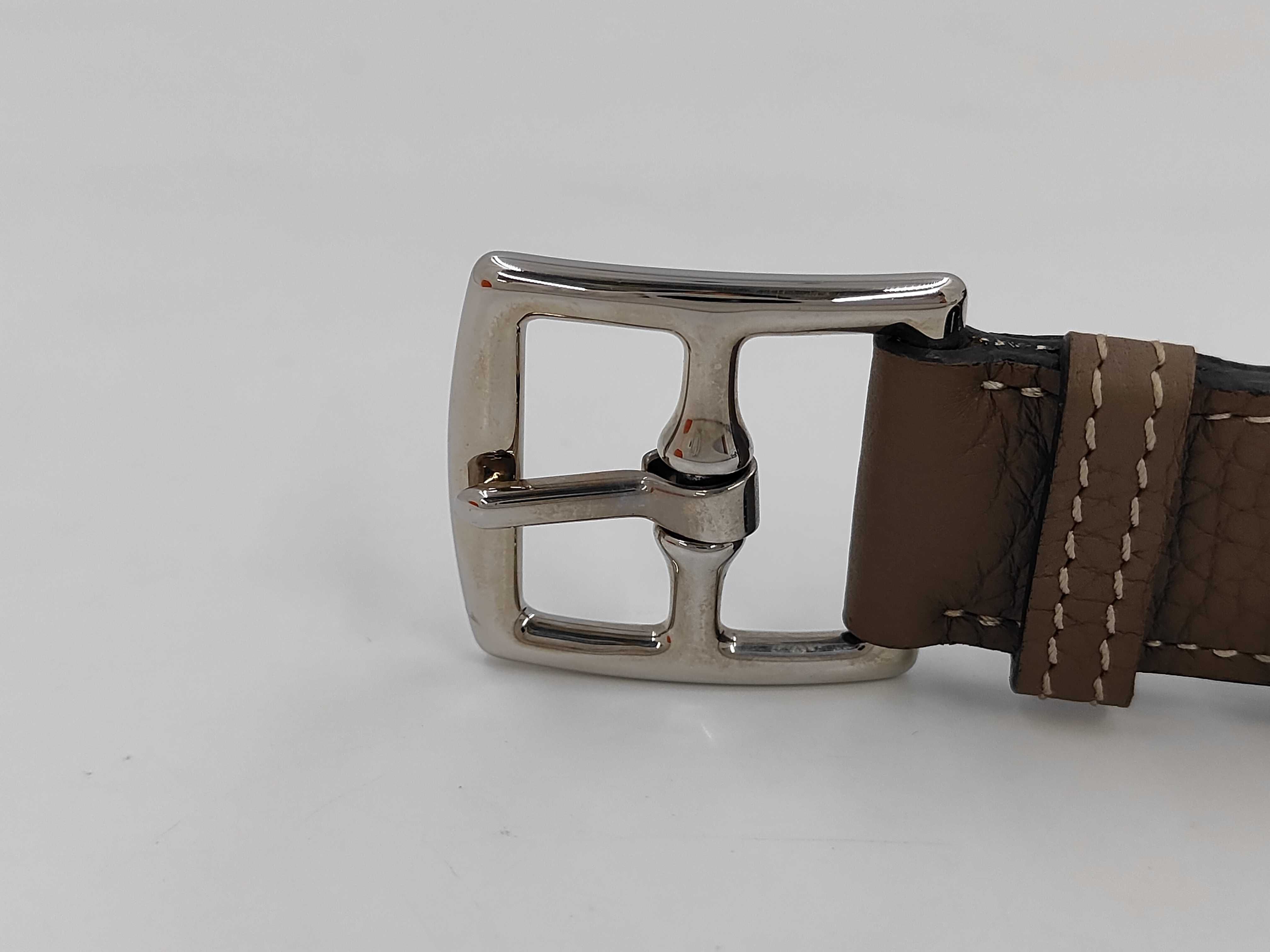 Etrivière double tour belt Etoupe silver hardware Taurillon Clemence belt — view 3