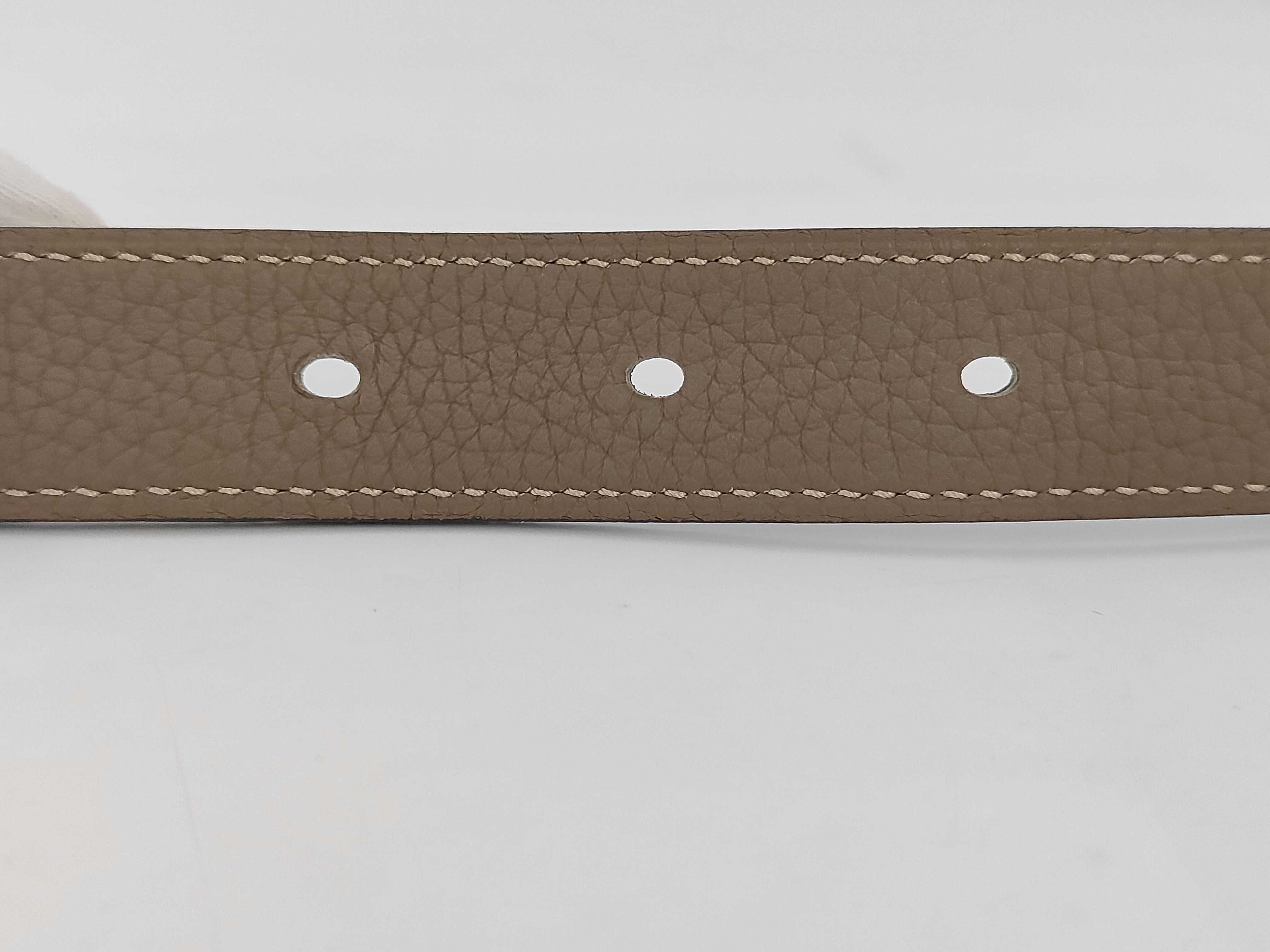 Etrivière double tour belt Etoupe silver hardware Taurillon Clemence belt — view 5