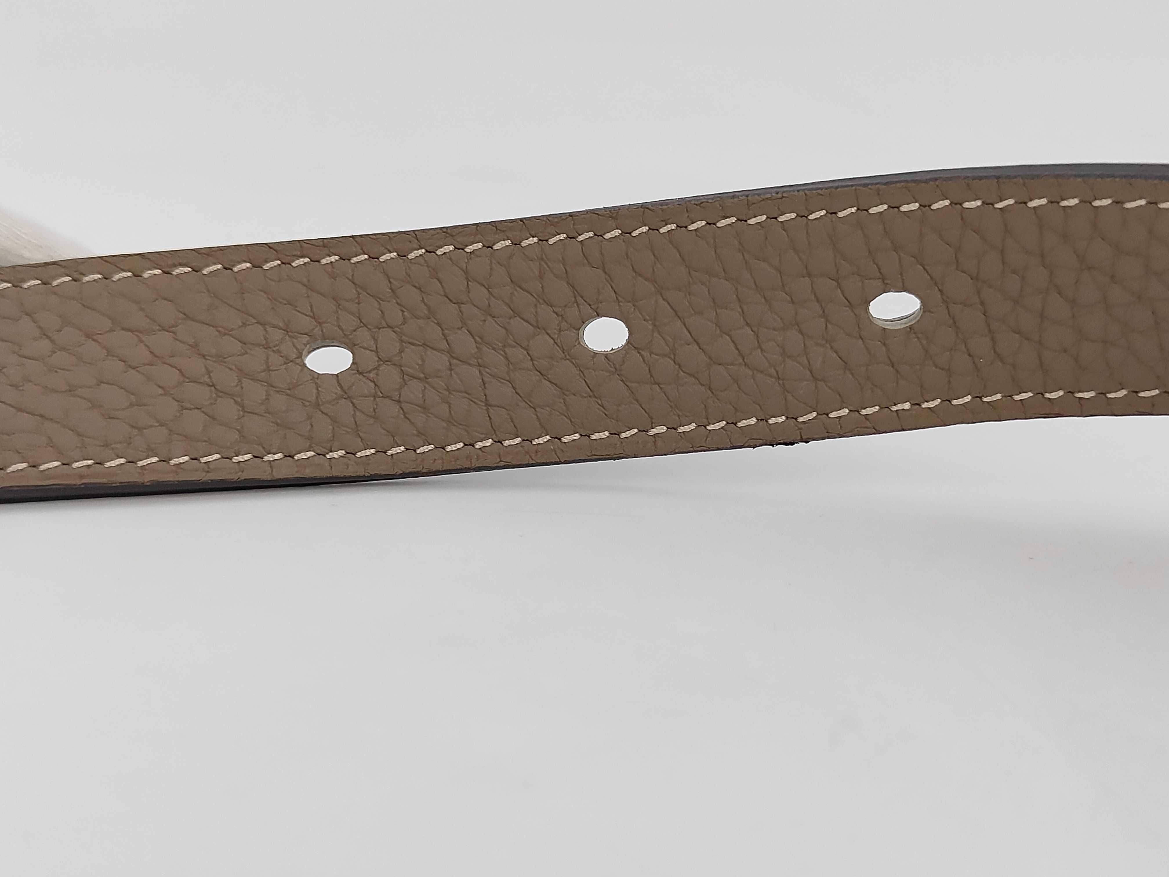 Etrivière double tour belt Etoupe silver hardware Taurillon Clemence belt — view 6