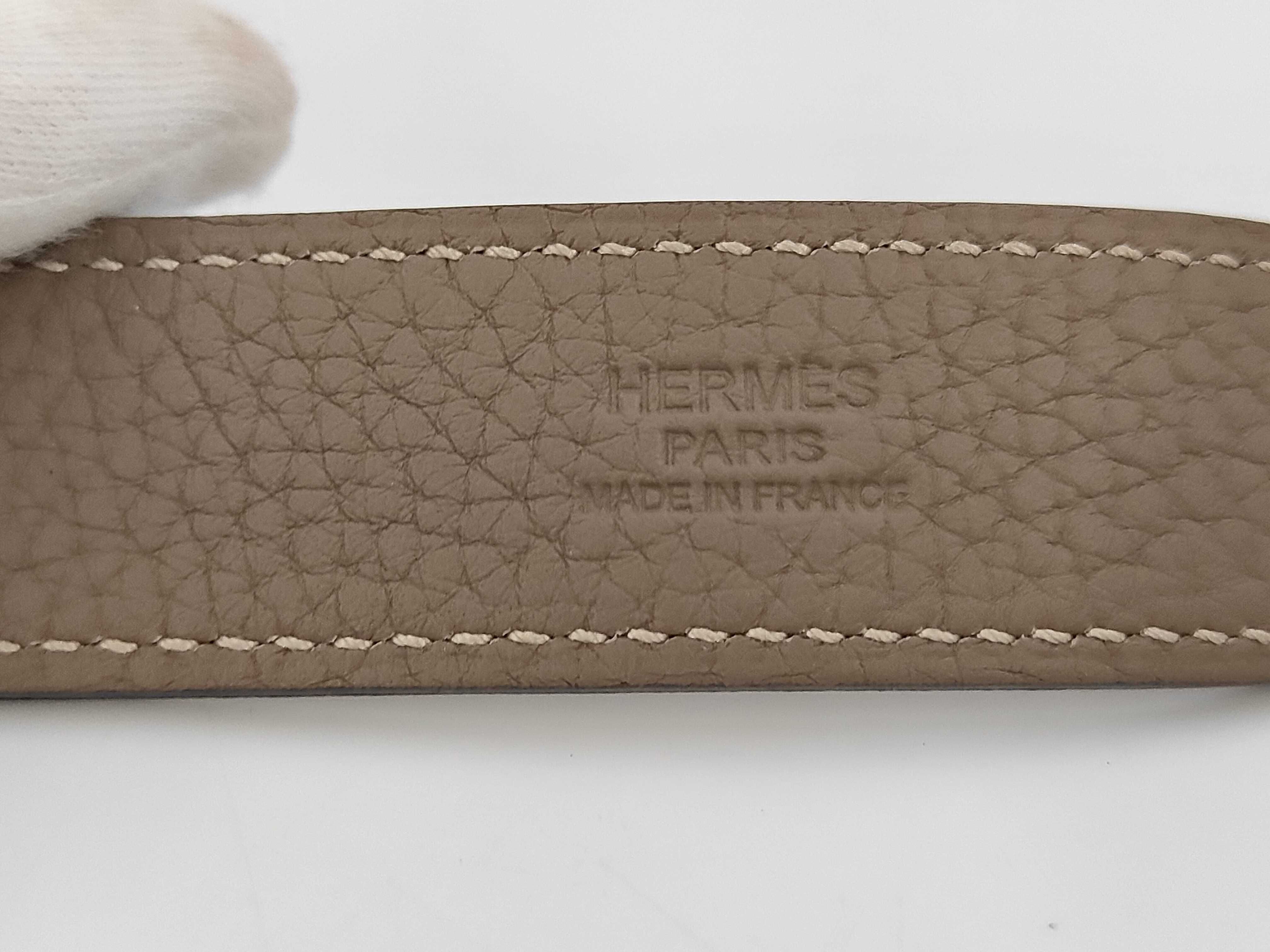 Etrivière double tour belt Etoupe silver hardware Taurillon Clemence belt — view 7