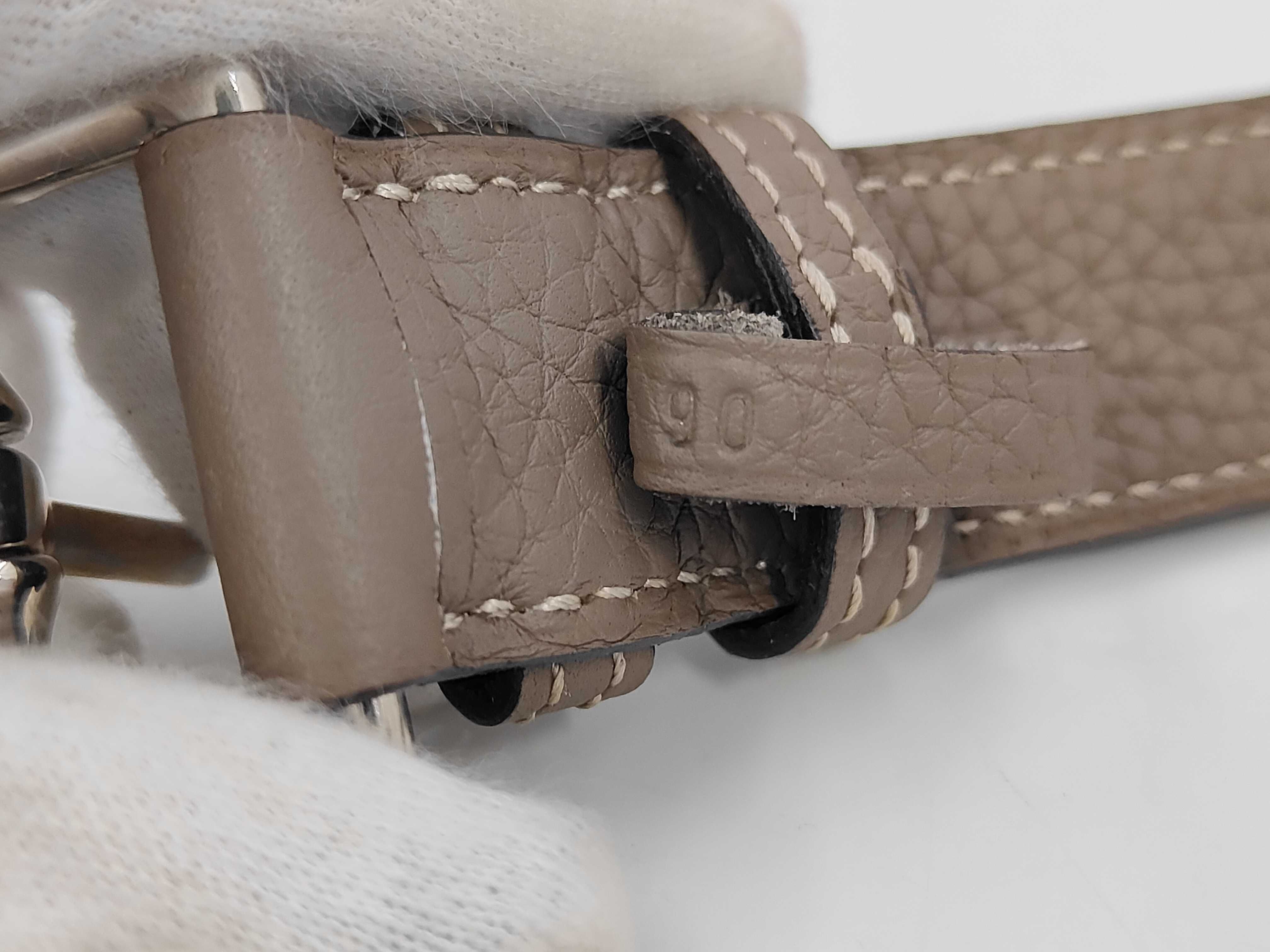 Etrivière double tour belt Etoupe silver hardware Taurillon Clemence belt — view 8