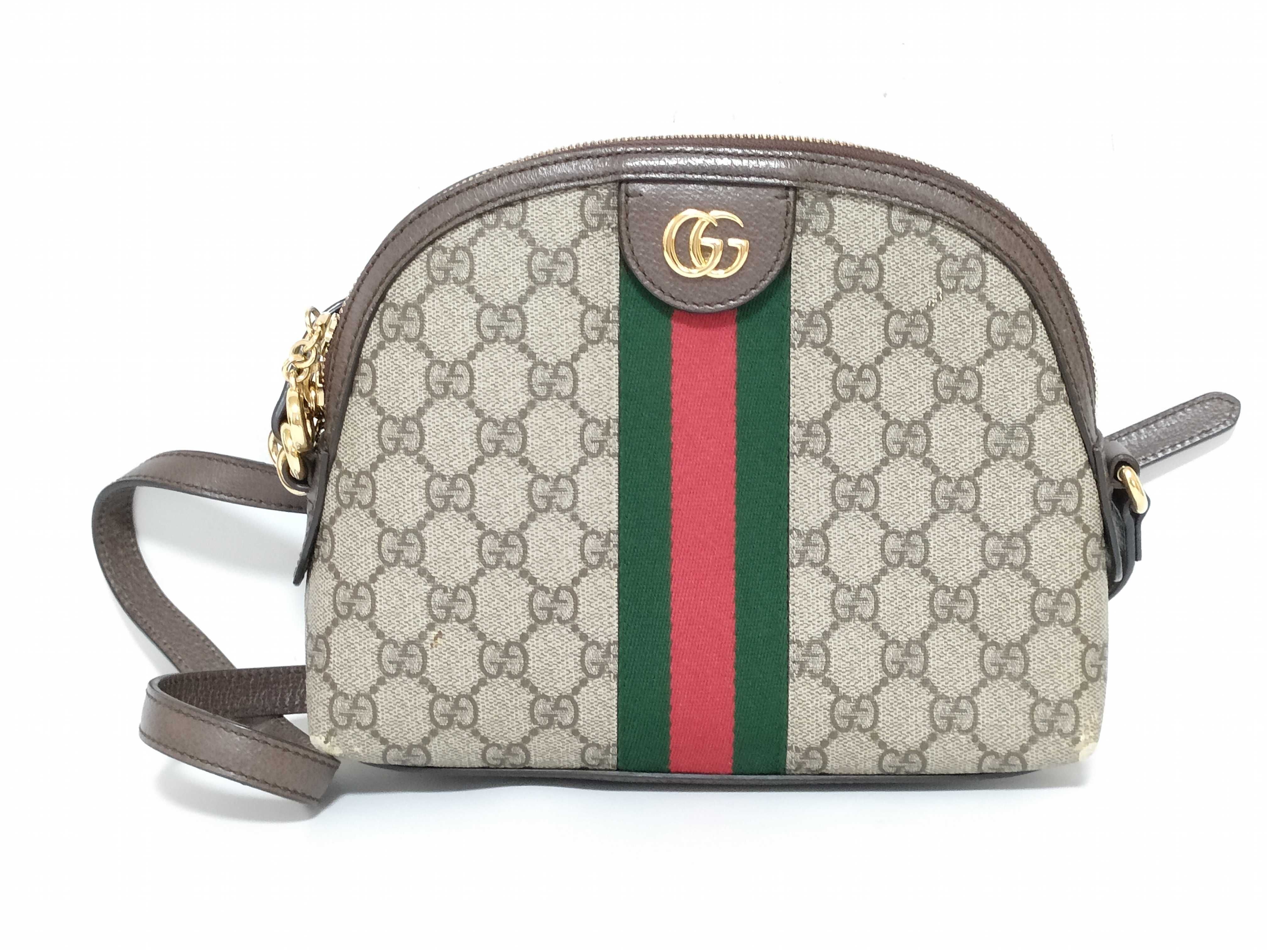 GG Supreme Ophidia PVC x Leather Shoulder Bag, Brown, 499621 (Shoulder Bag)