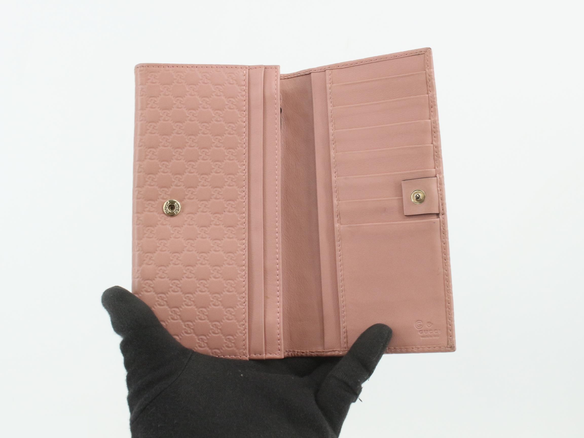Microguccissima bi-fold long wallet, pink — view 4