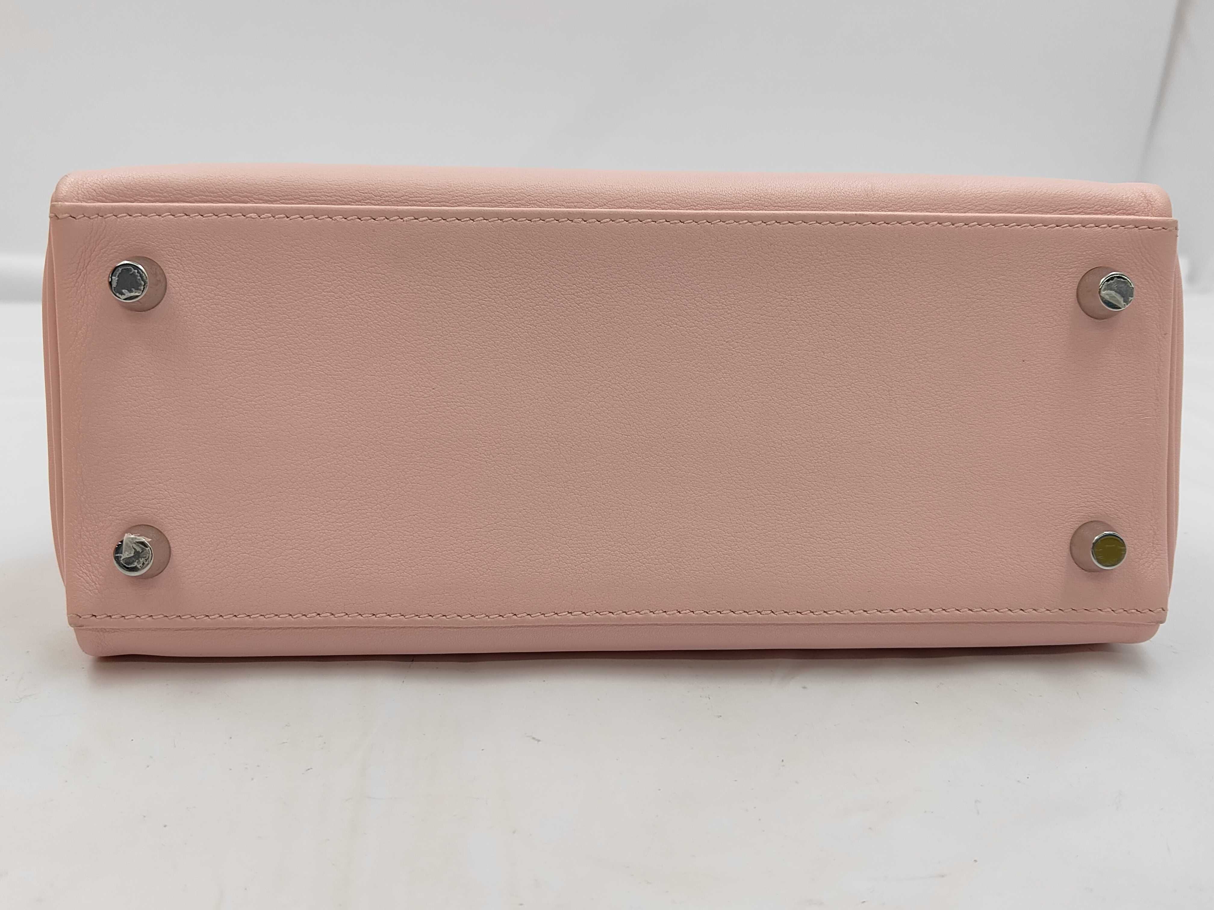 Kelly 25, inside stitching, Swift leather, Rose Sakura, silver hardware, handbag — view 7