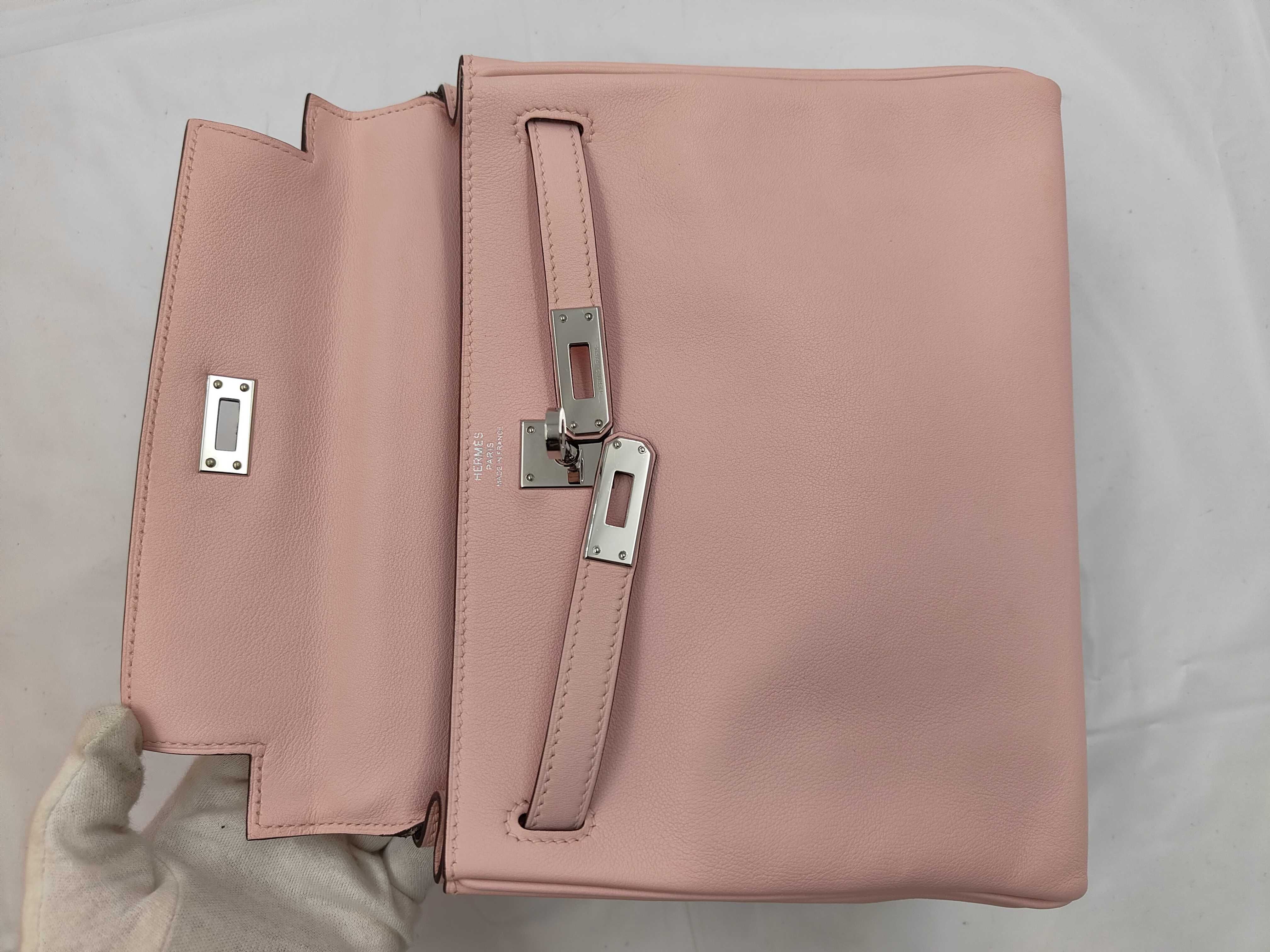 Kelly 25, inside stitching, Swift leather, Rose Sakura, silver hardware, handbag — view 8