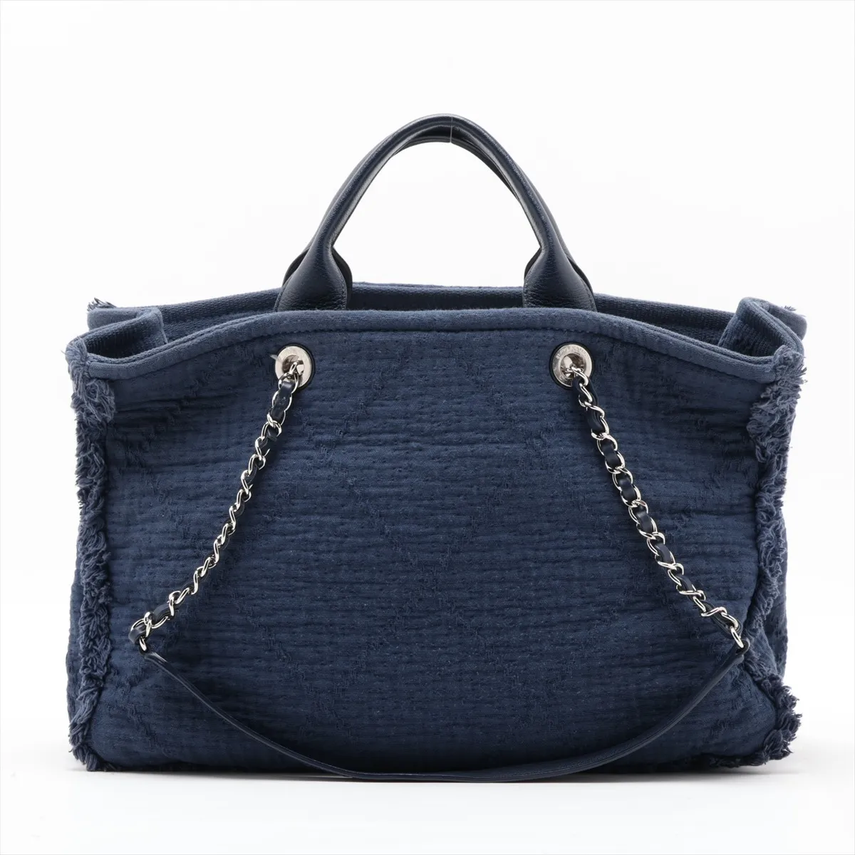 Large Shopping Bag, Mixed Fiber 2-Way Tote Bag, Blue, Silver Hardware, 25313609, Serial Number 25 — view 2