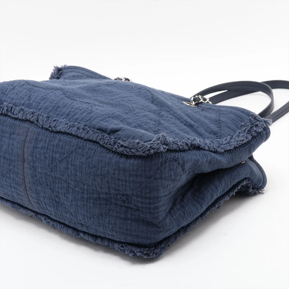 Large Shopping Bag, Mixed Fiber 2-Way Tote Bag, Blue, Silver Hardware, 25313609, Serial Number 25 — view 3