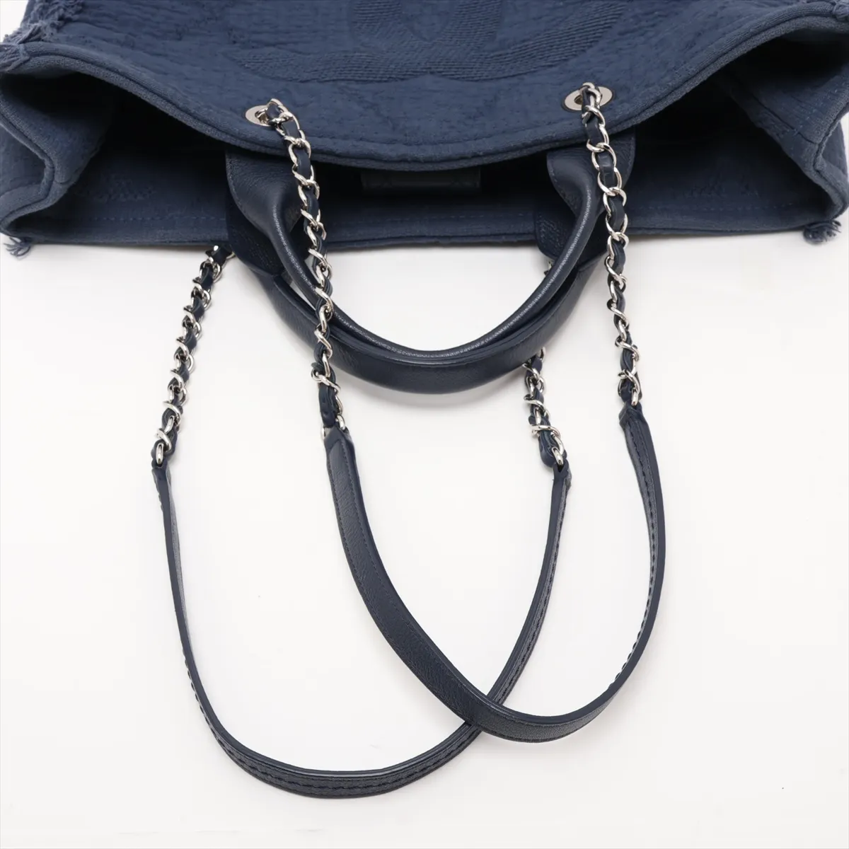 Large Shopping Bag, Mixed Fiber 2-Way Tote Bag, Blue, Silver Hardware, 25313609, Serial Number 25 — view 5