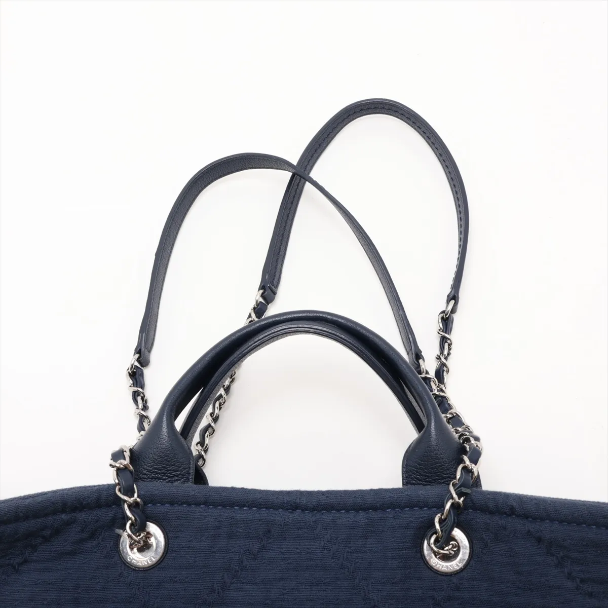 Large Shopping Bag, Mixed Fiber 2-Way Tote Bag, Blue, Silver Hardware, 25313609, Serial Number 25 — view 6
