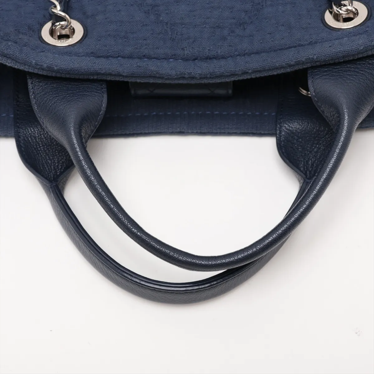 Large Shopping Bag, Mixed Fiber 2-Way Tote Bag, Blue, Silver Hardware, 25313609, Serial Number 25 — view 7