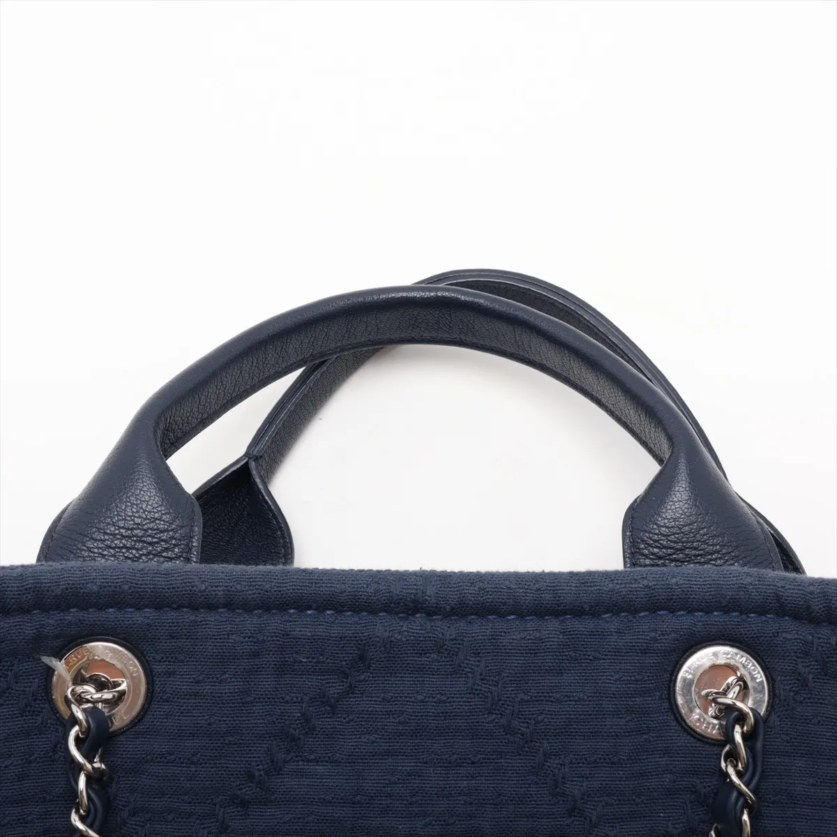 Large Shopping Bag, Mixed Fiber 2-Way Tote Bag, Blue, Silver Hardware, 25313609, Serial Number 25 — view 8