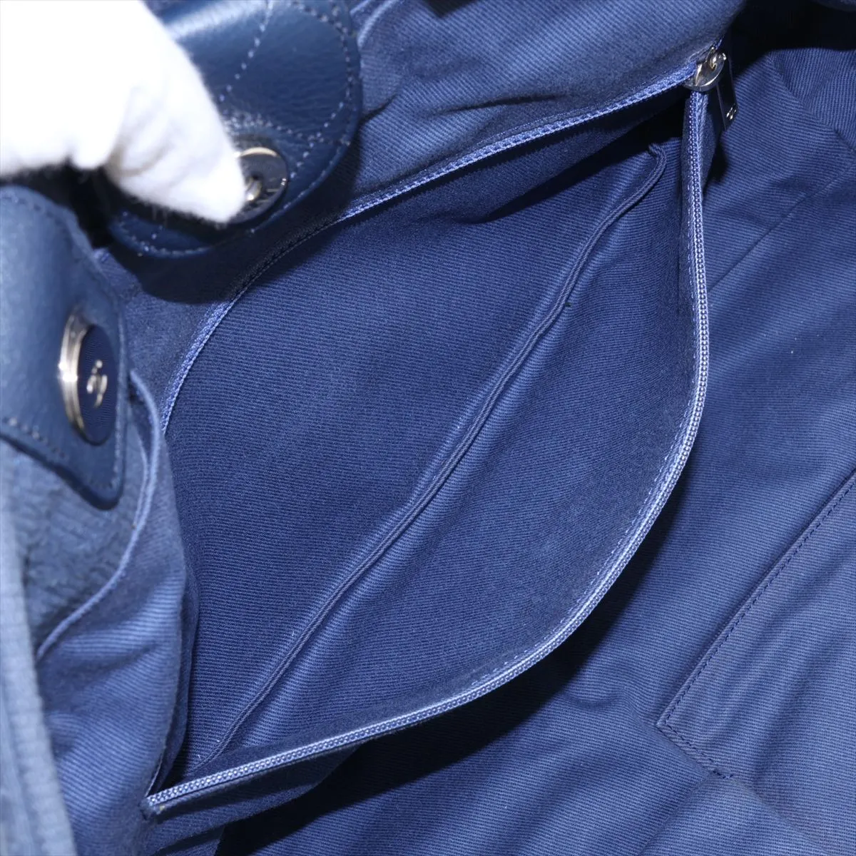 Large Shopping Bag, Mixed Fiber 2-Way Tote Bag, Blue, Silver Hardware, 25313609, Serial Number 25 — view 10