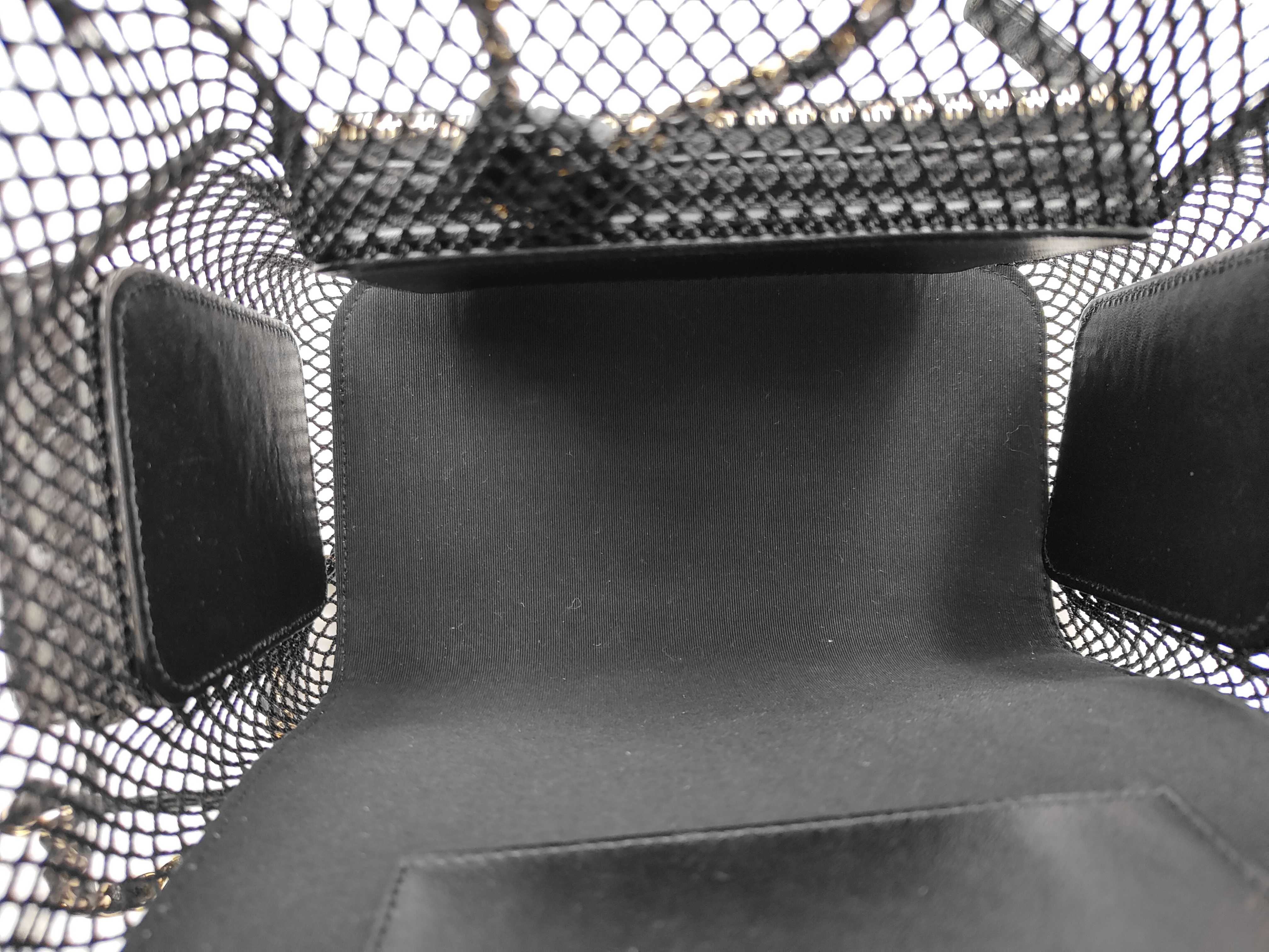 Matelassé Mesh Backpack, Black with Gold Hardware, Random Serial Number, Rucksack — view 11