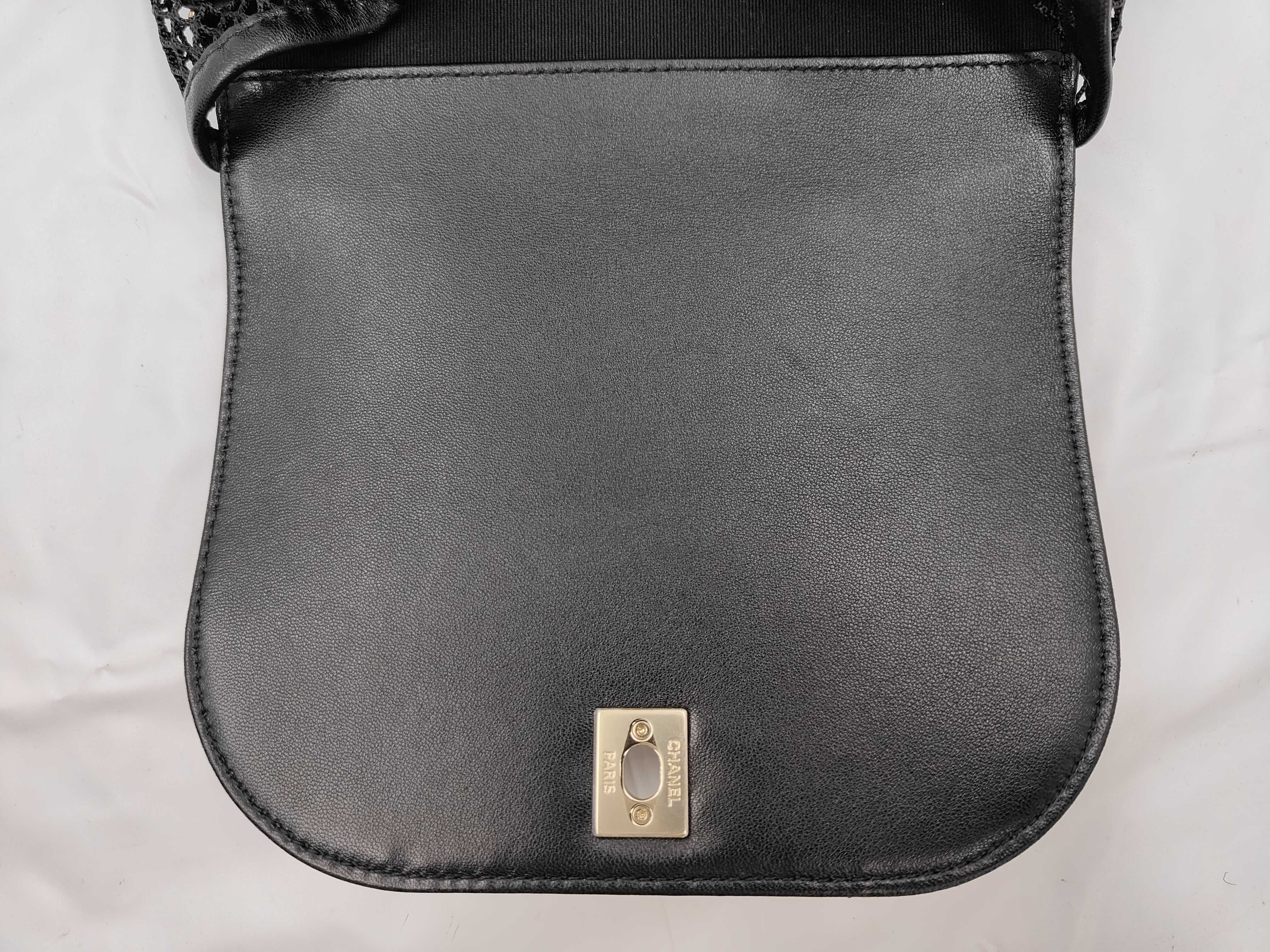 Matelassé Mesh Backpack, Black with Gold Hardware, Random Serial Number, Rucksack — view 9