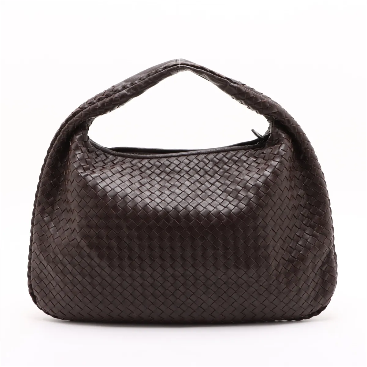 Intrecciato Hobo Leather Shoulder Bag Brown 115654 — view 2