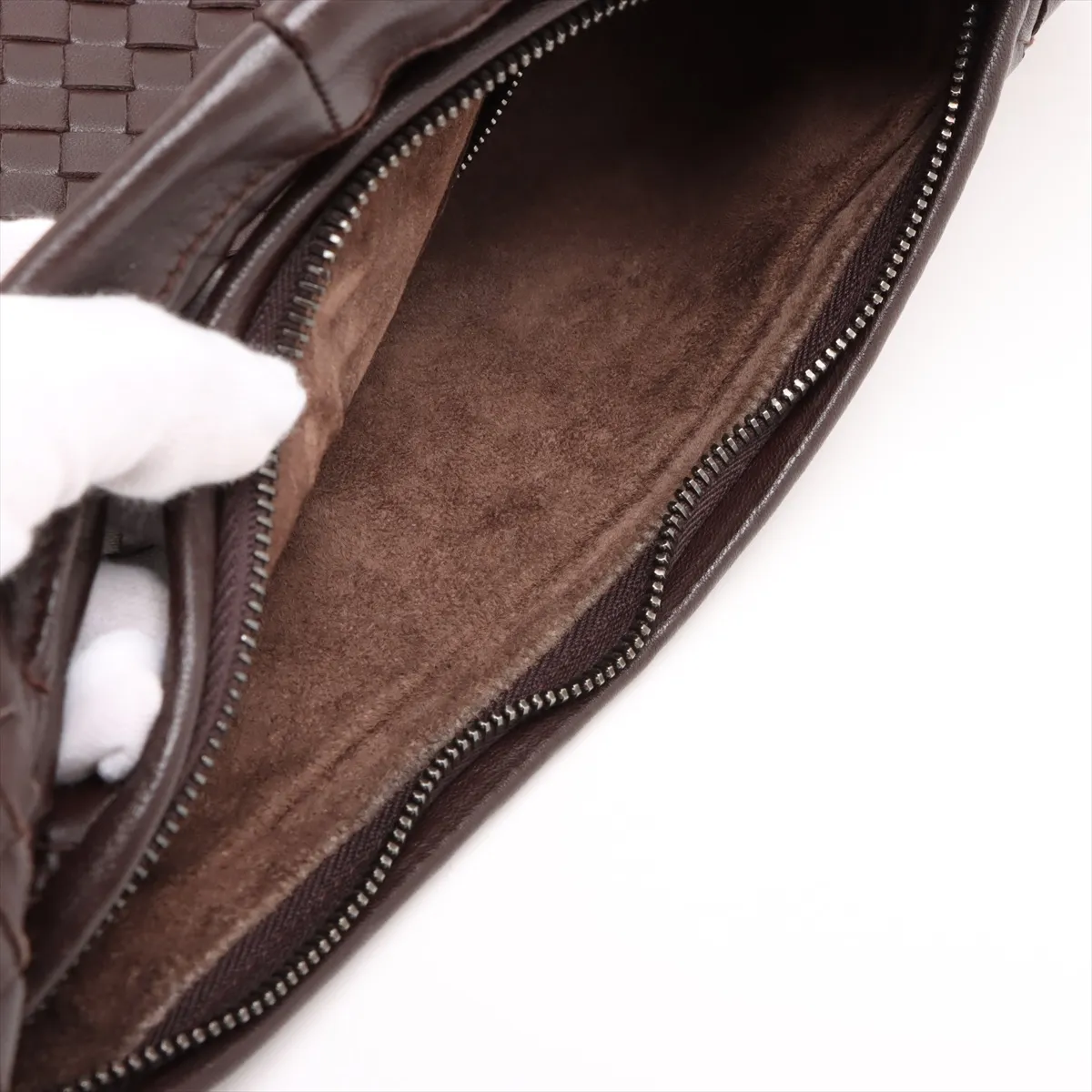 Intrecciato Hobo Leather Shoulder Bag Brown 115654 — view 11