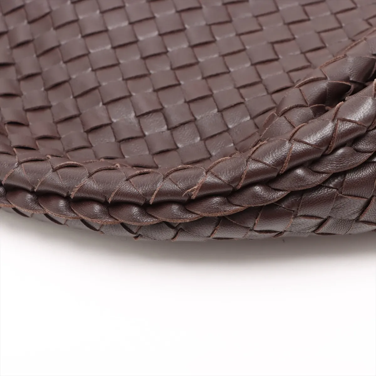 Intrecciato Hobo Leather Shoulder Bag Brown 115654 — view 12