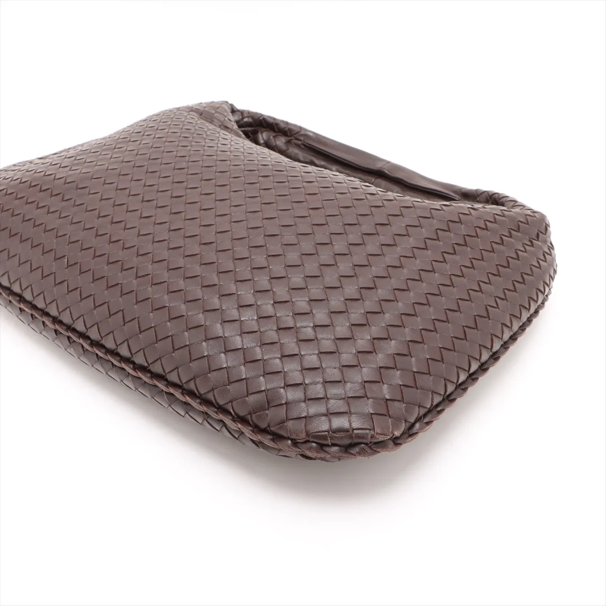 Intrecciato Hobo Leather Shoulder Bag Brown 115654 — view 3