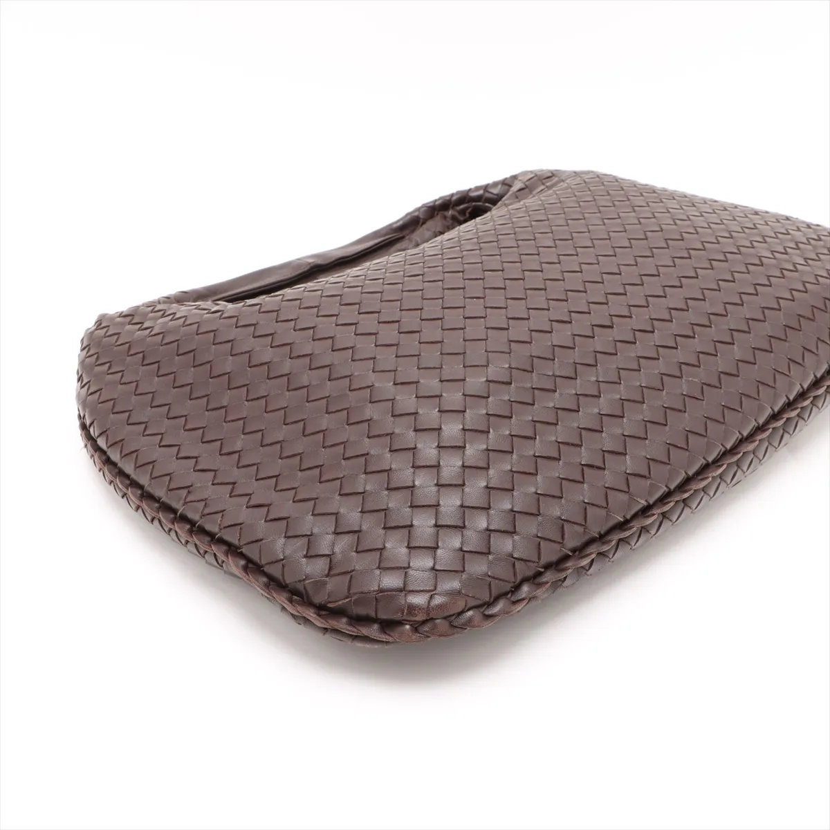 Intrecciato Hobo Leather Shoulder Bag Brown 115654 — view 4