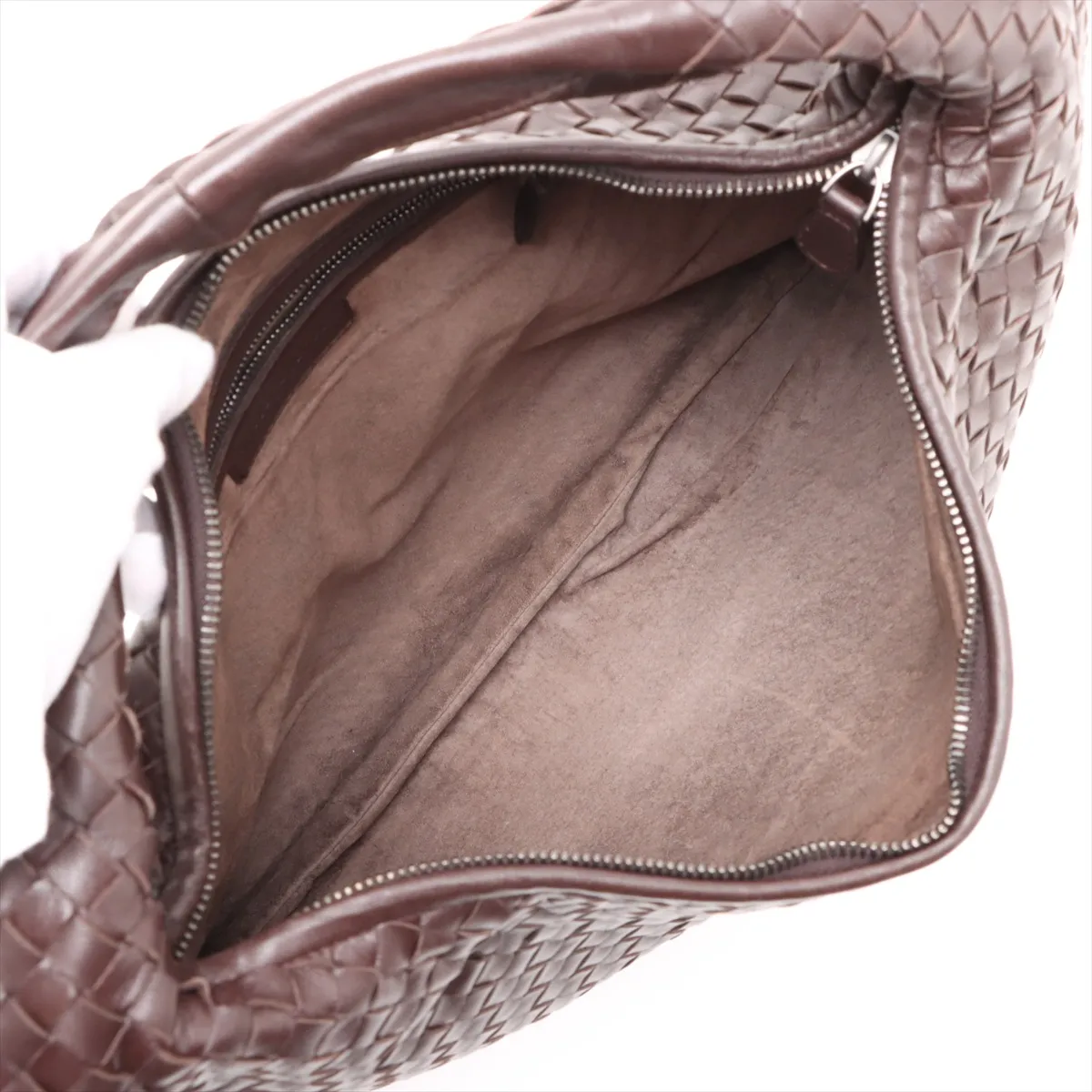Intrecciato Hobo Leather Shoulder Bag Brown 115654 — view 7