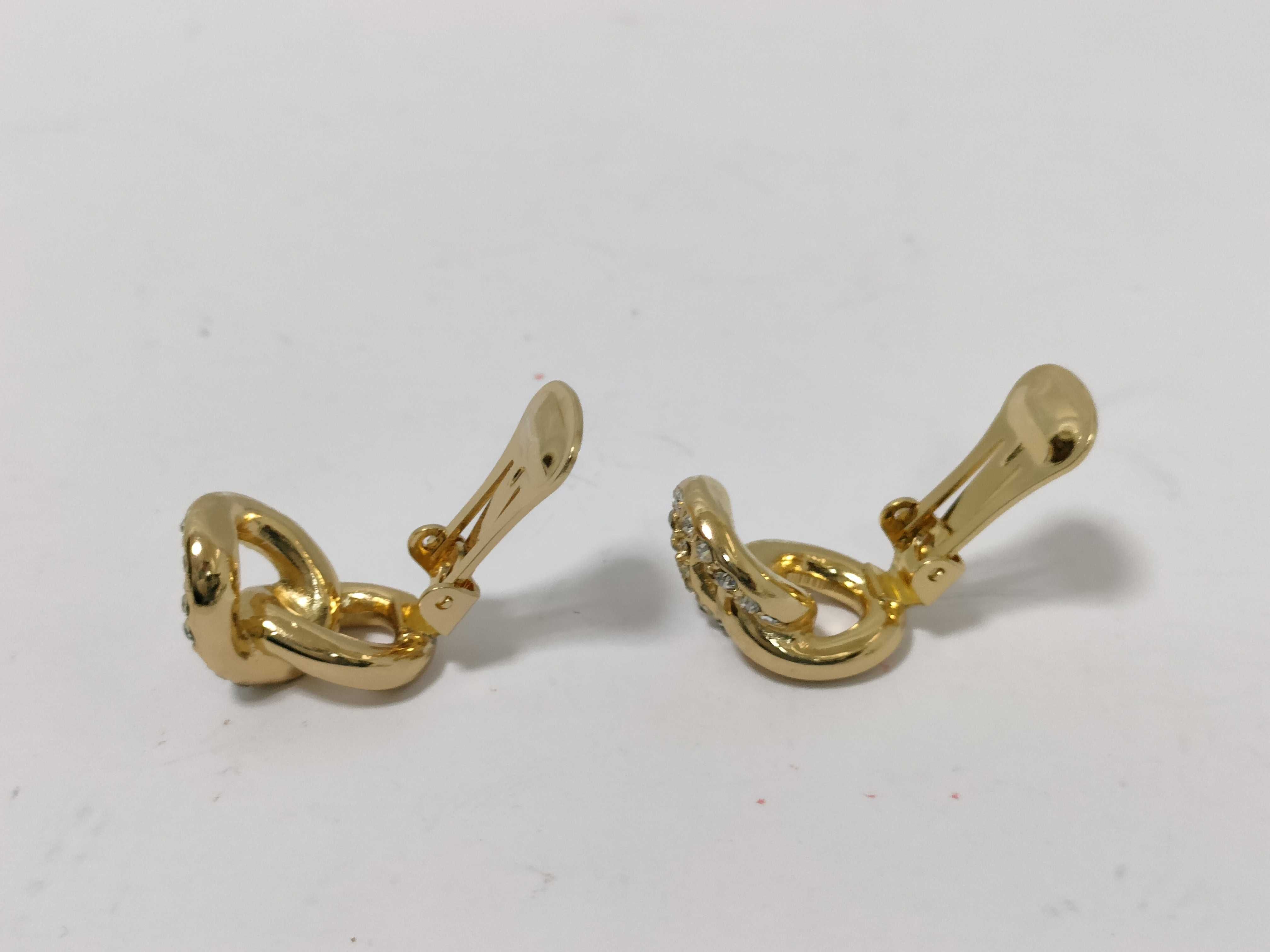 Gold Earrings with Small Diamonds — view 3