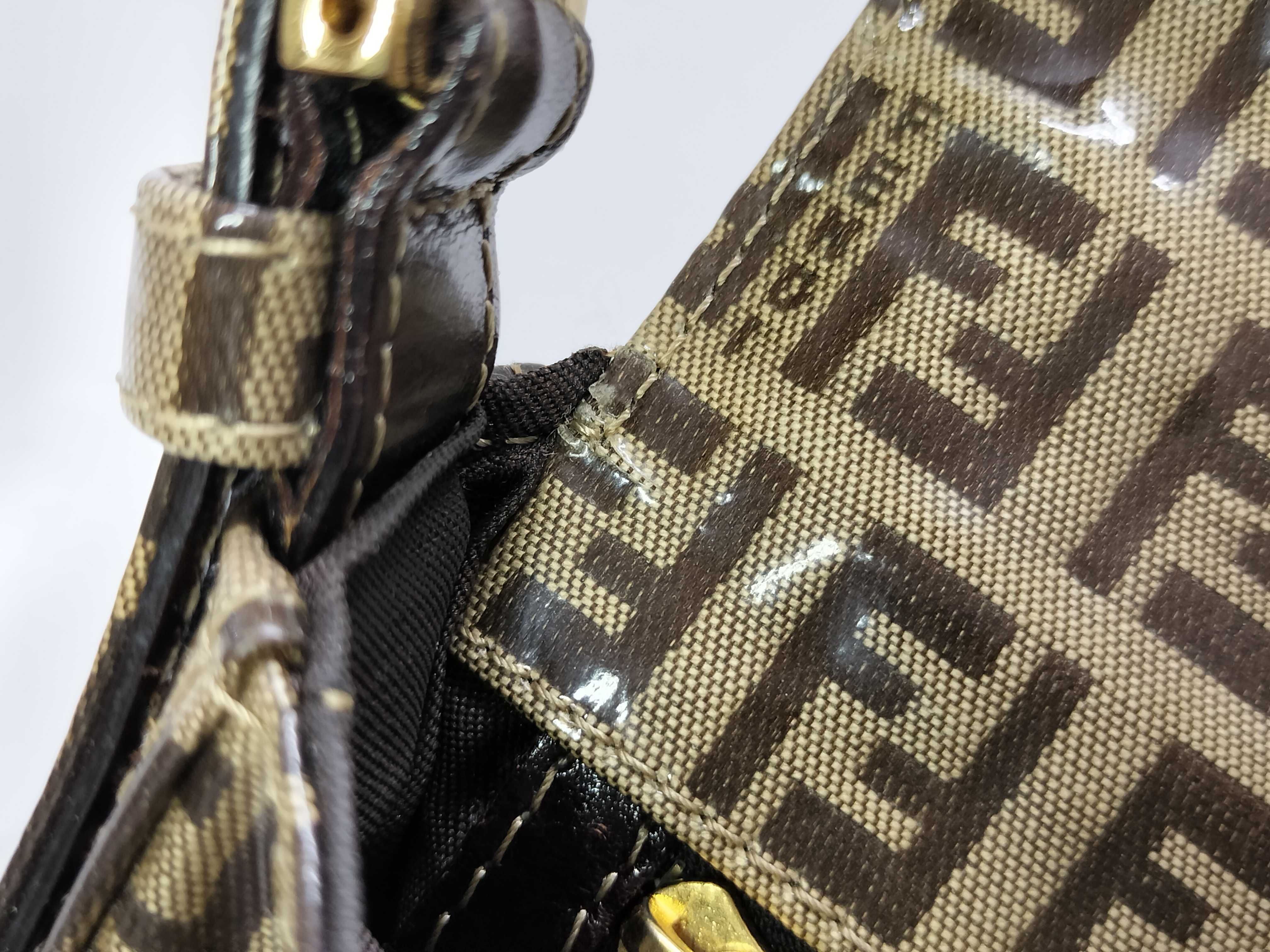 Zucca pattern Fendi Zucchino PVC coated canvas one-shoulder bag Beige x Brown Gold hardware FF logo Shoulder bag — view 13