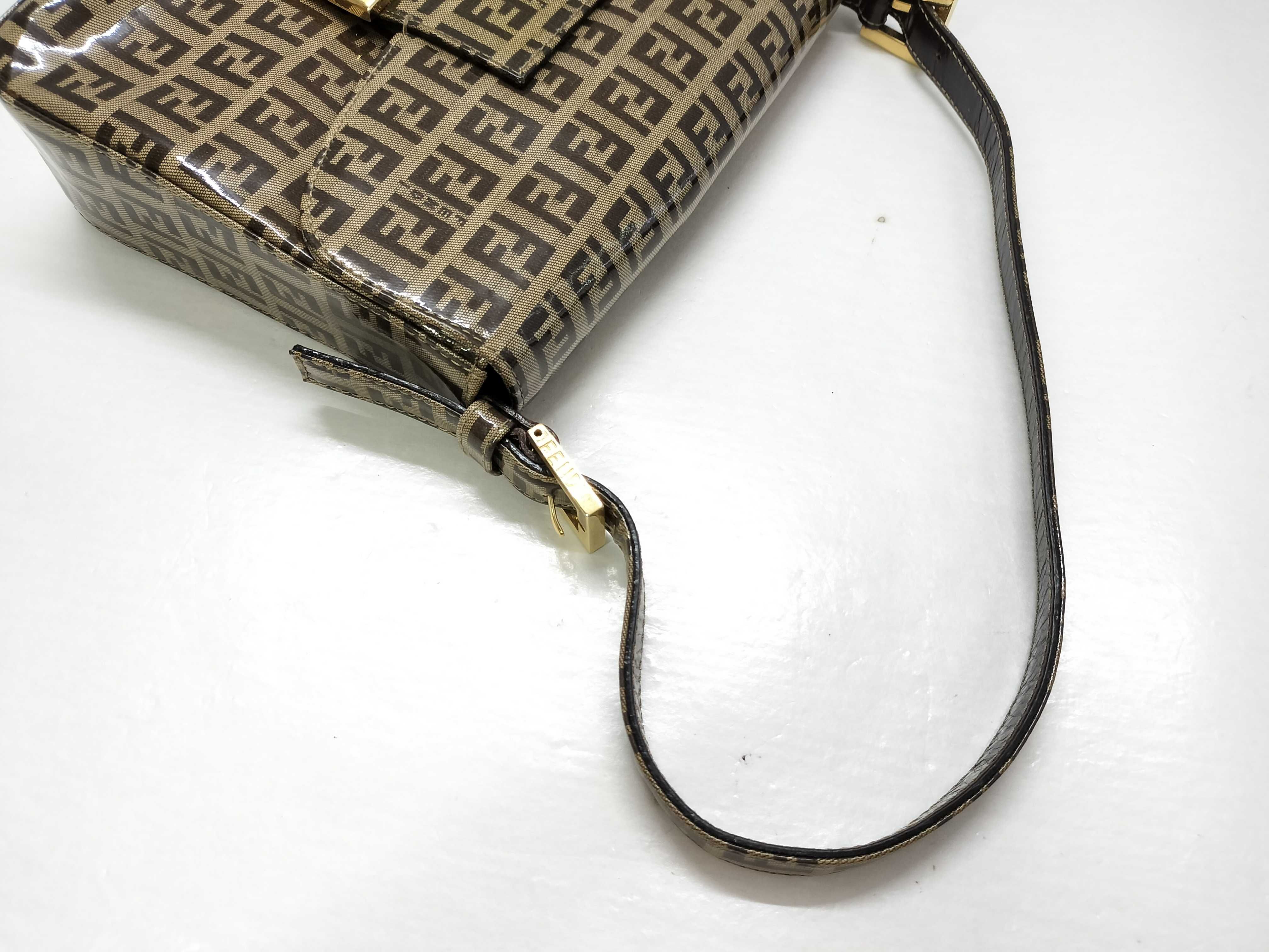 Zucca pattern Fendi Zucchino PVC coated canvas one-shoulder bag Beige x Brown Gold hardware FF logo Shoulder bag — view 3
