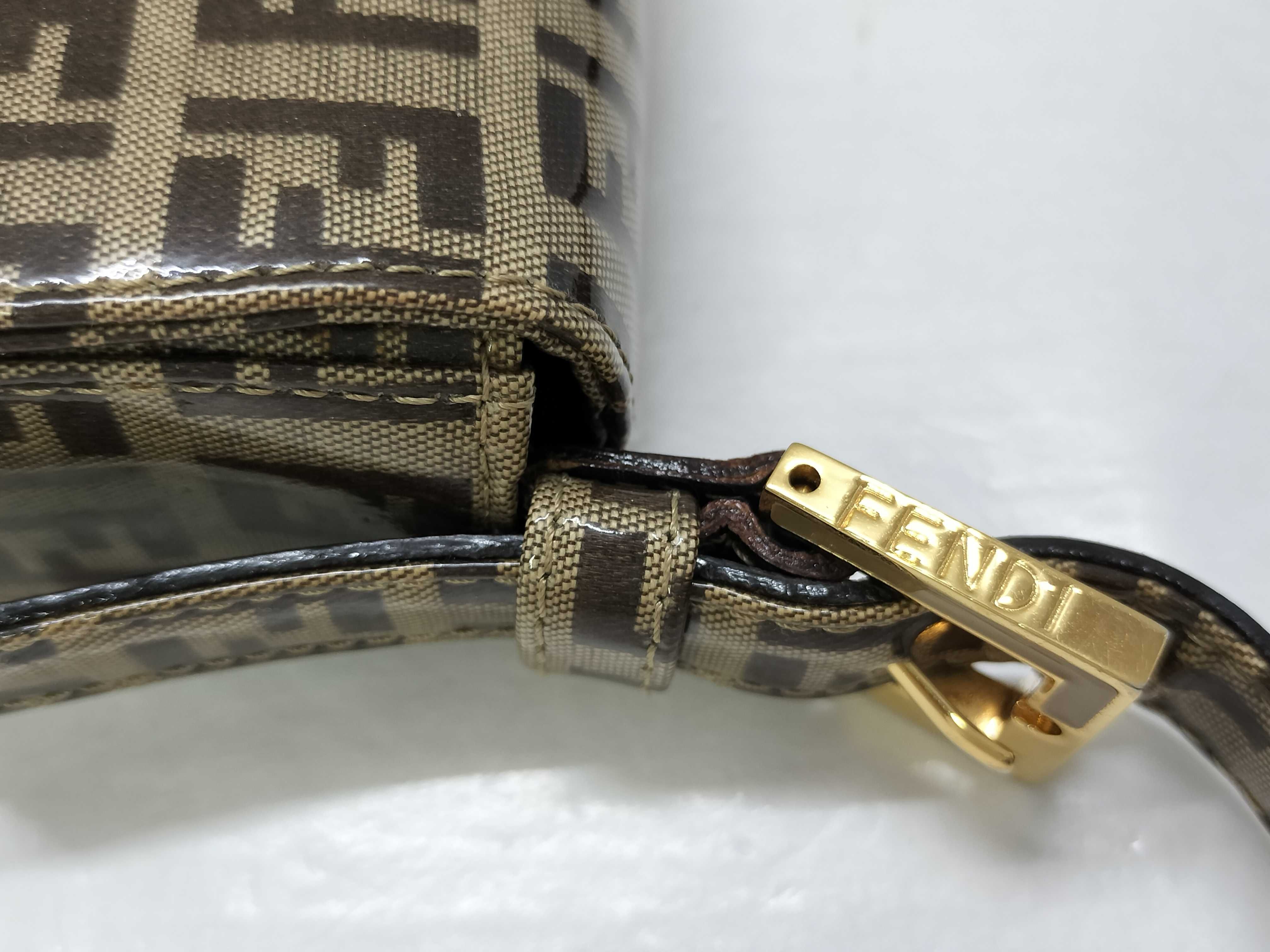 Zucca pattern Fendi Zucchino PVC coated canvas one-shoulder bag Beige x Brown Gold hardware FF logo Shoulder bag — view 5