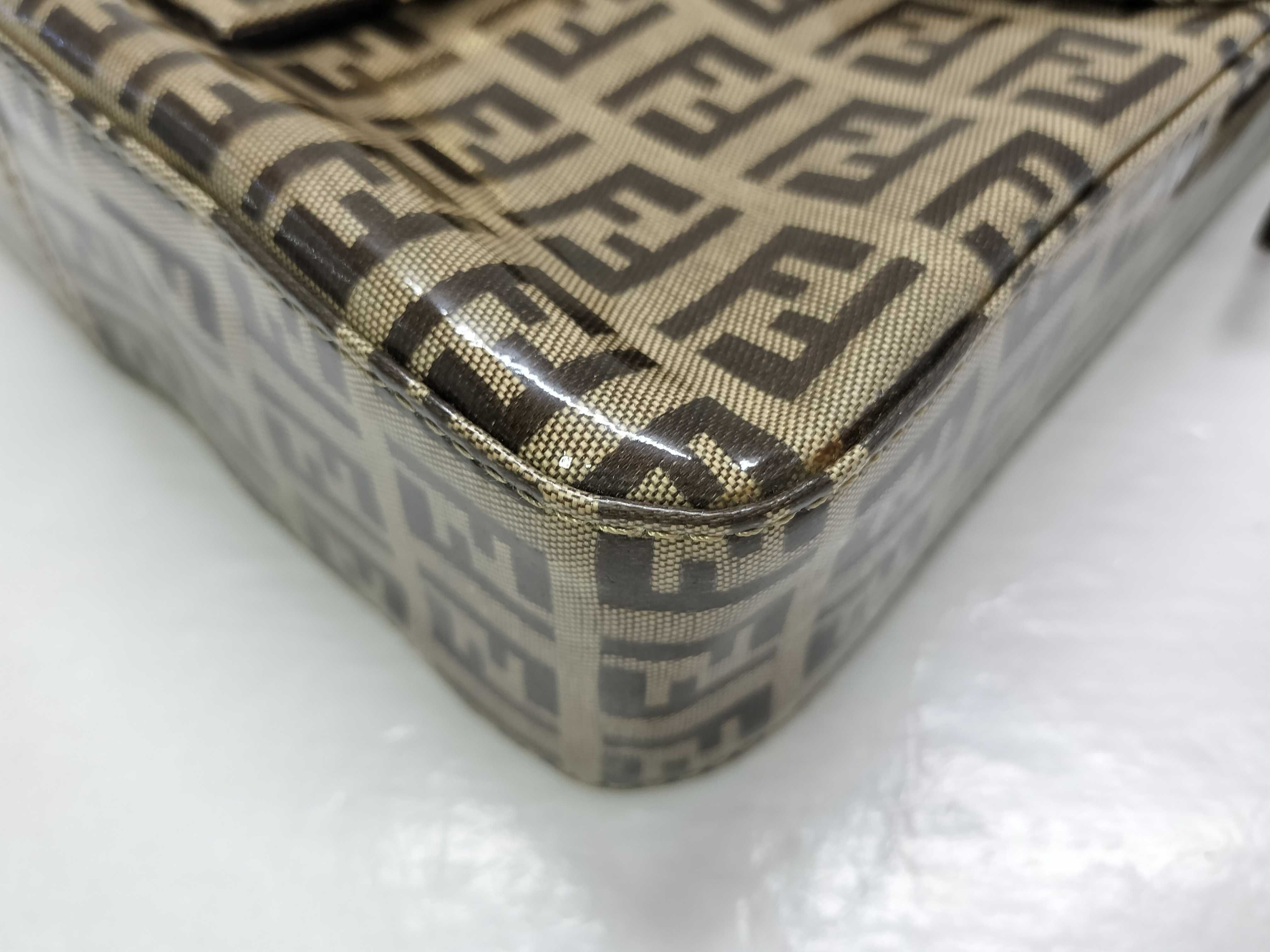 Zucca pattern Fendi Zucchino PVC coated canvas one-shoulder bag Beige x Brown Gold hardware FF logo Shoulder bag — view 6