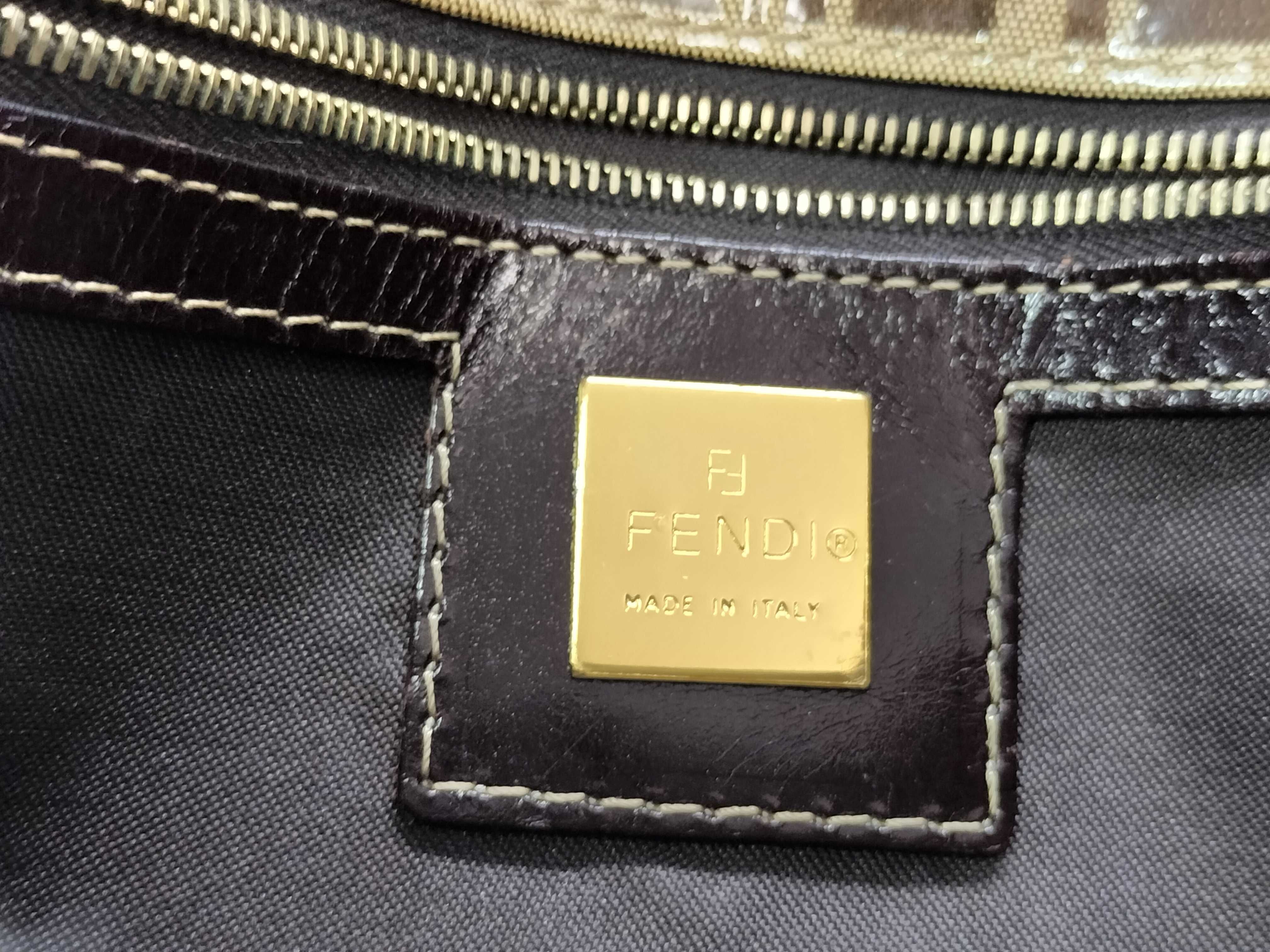 Zucca pattern Fendi Zucchino PVC coated canvas one-shoulder bag Beige x Brown Gold hardware FF logo Shoulder bag — view 8