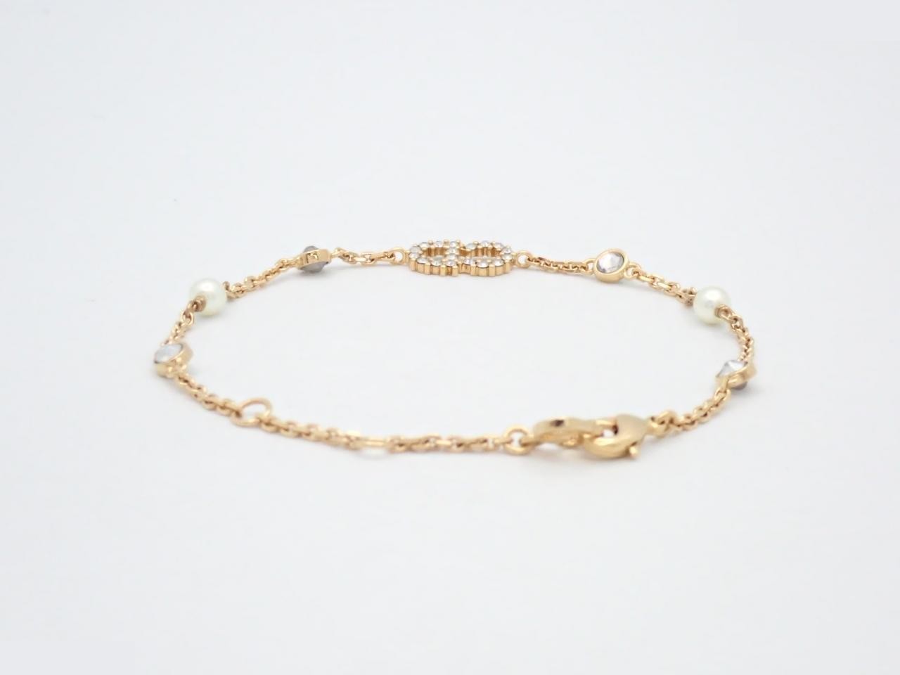 Bracelet/Bangle with CD logo and pearls; wrist circumference approximately 18.5 cm. — view 2