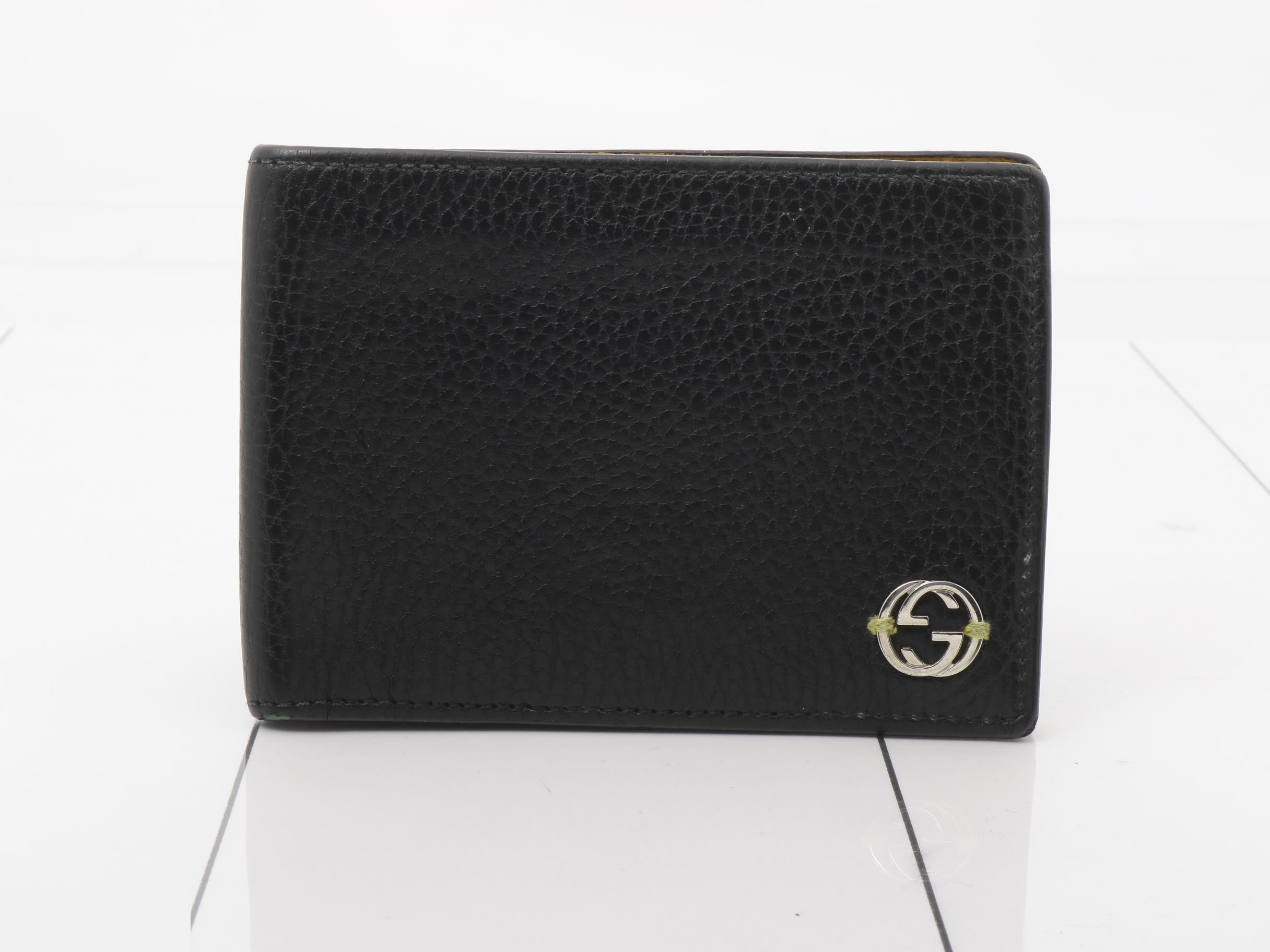 Interlocking Bi-fold Wallet, Noir Yellow, 611229