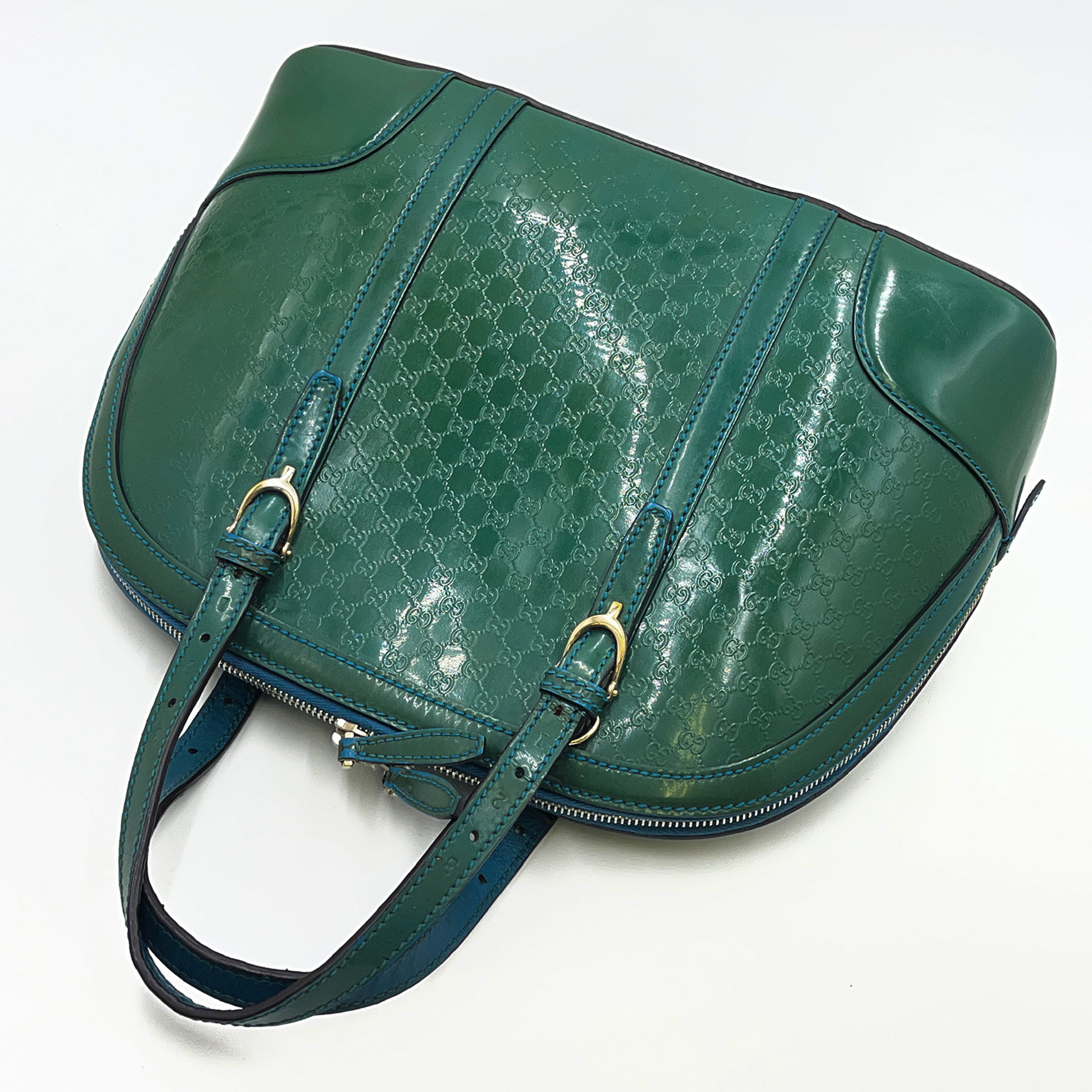 Microguccissima Green Patent Leather Shoulder Bag 309617 D016515121 — view 2
