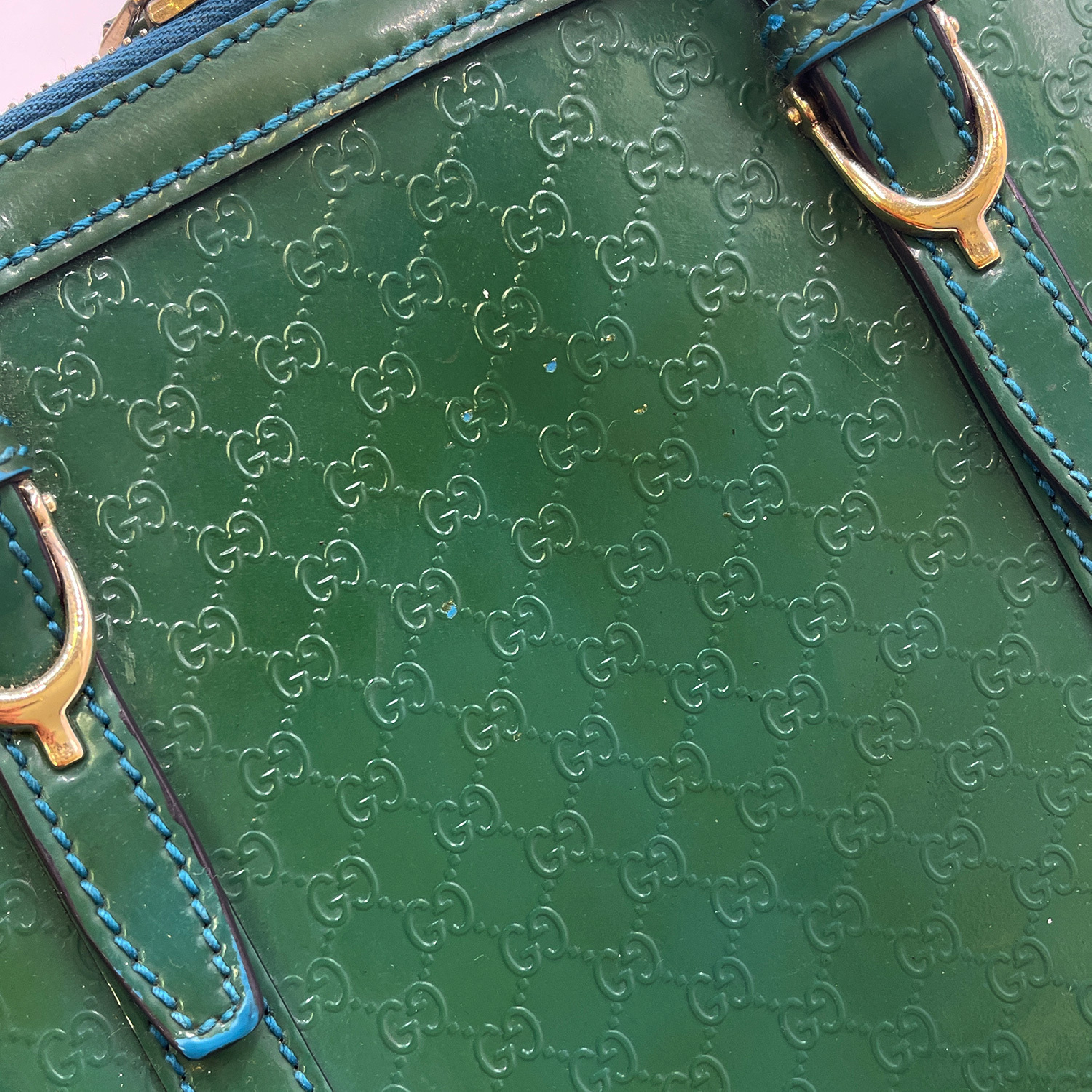 Microguccissima Green Patent Leather Shoulder Bag 309617 D016515121 — view 4