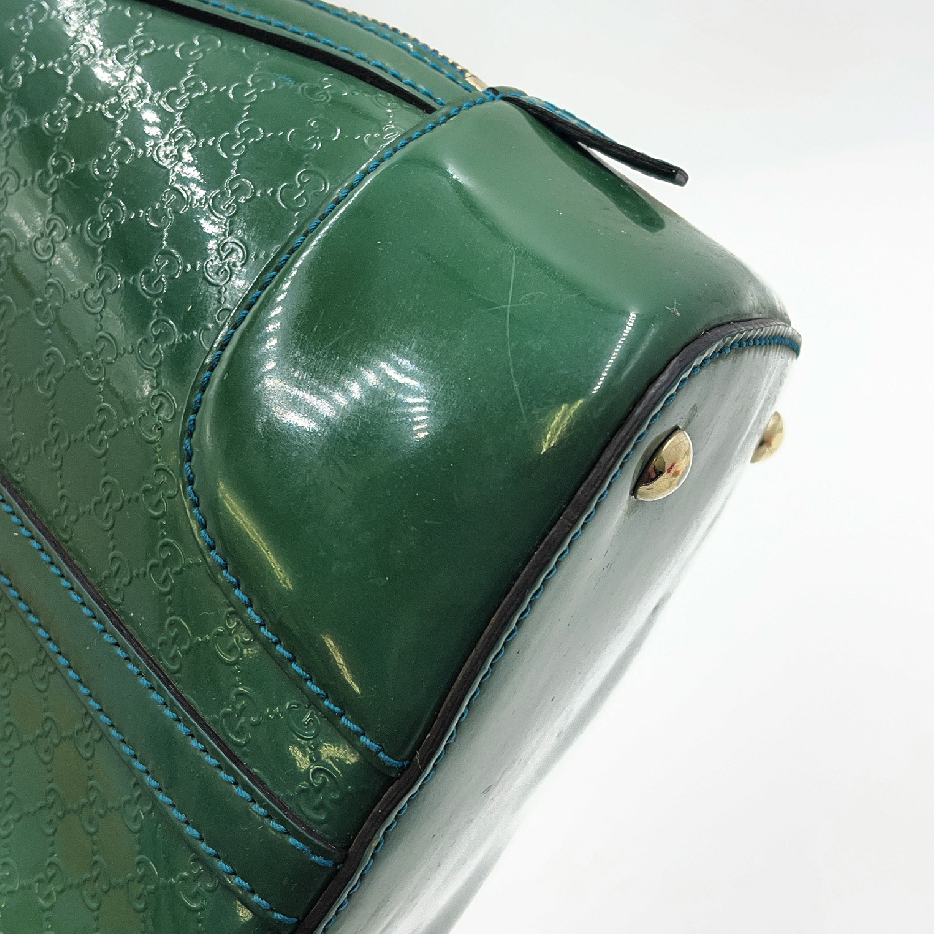 Microguccissima Green Patent Leather Shoulder Bag 309617 D016515121 — view 6