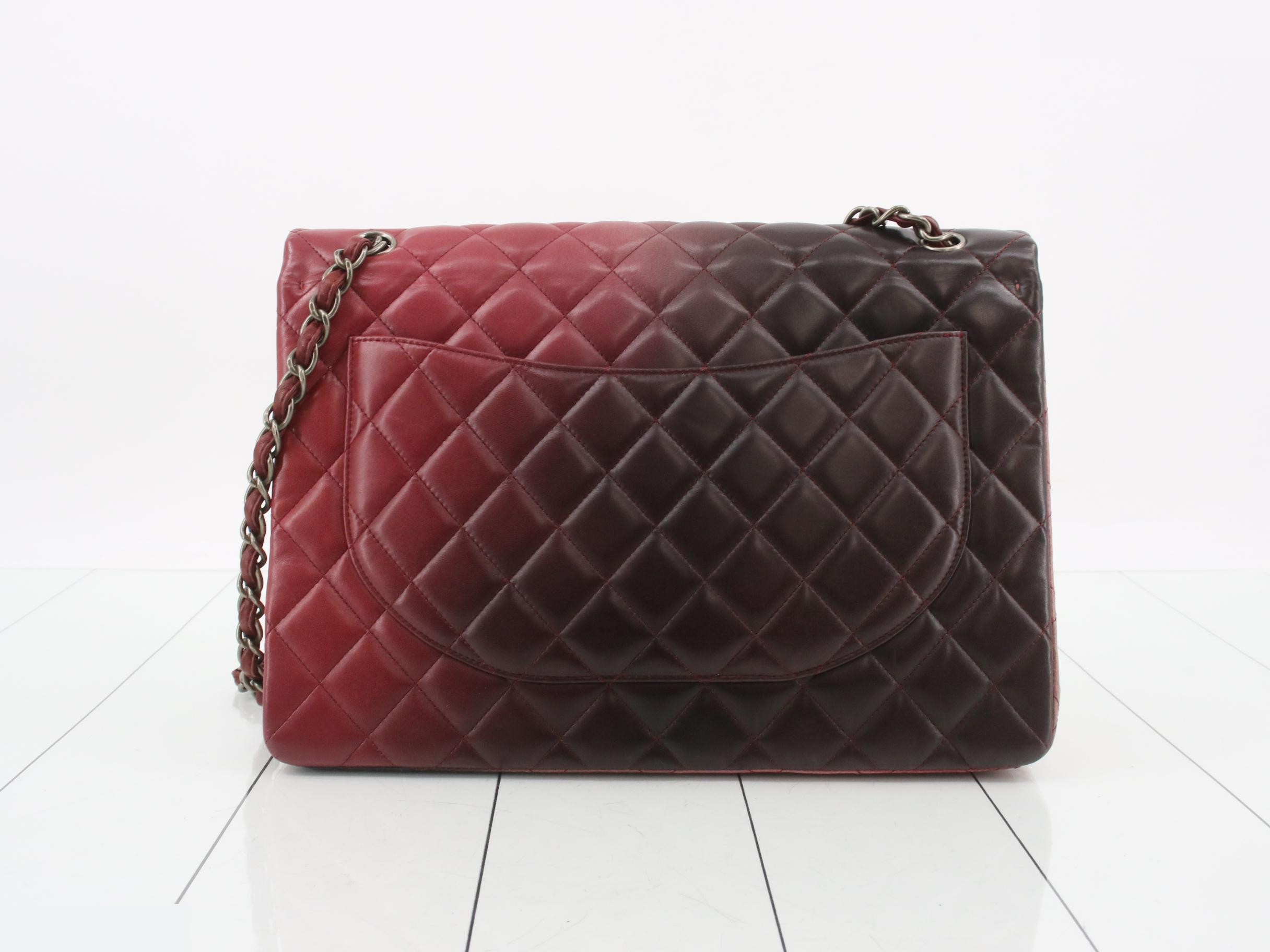 Matelassé Leather Double Chain Shoulder Bag, Gradient Color — view 2
