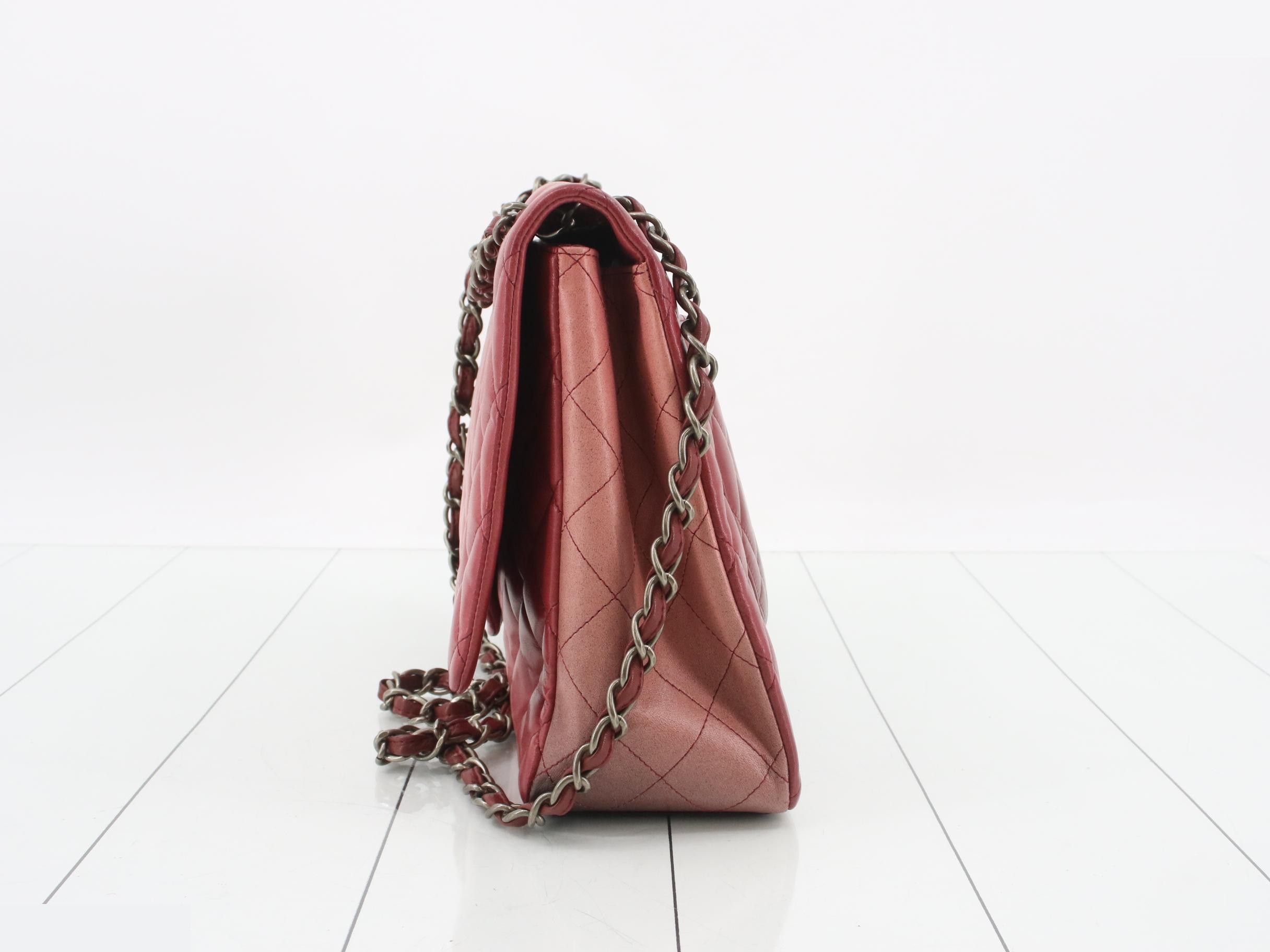Matelassé Leather Double Chain Shoulder Bag, Gradient Color — view 3