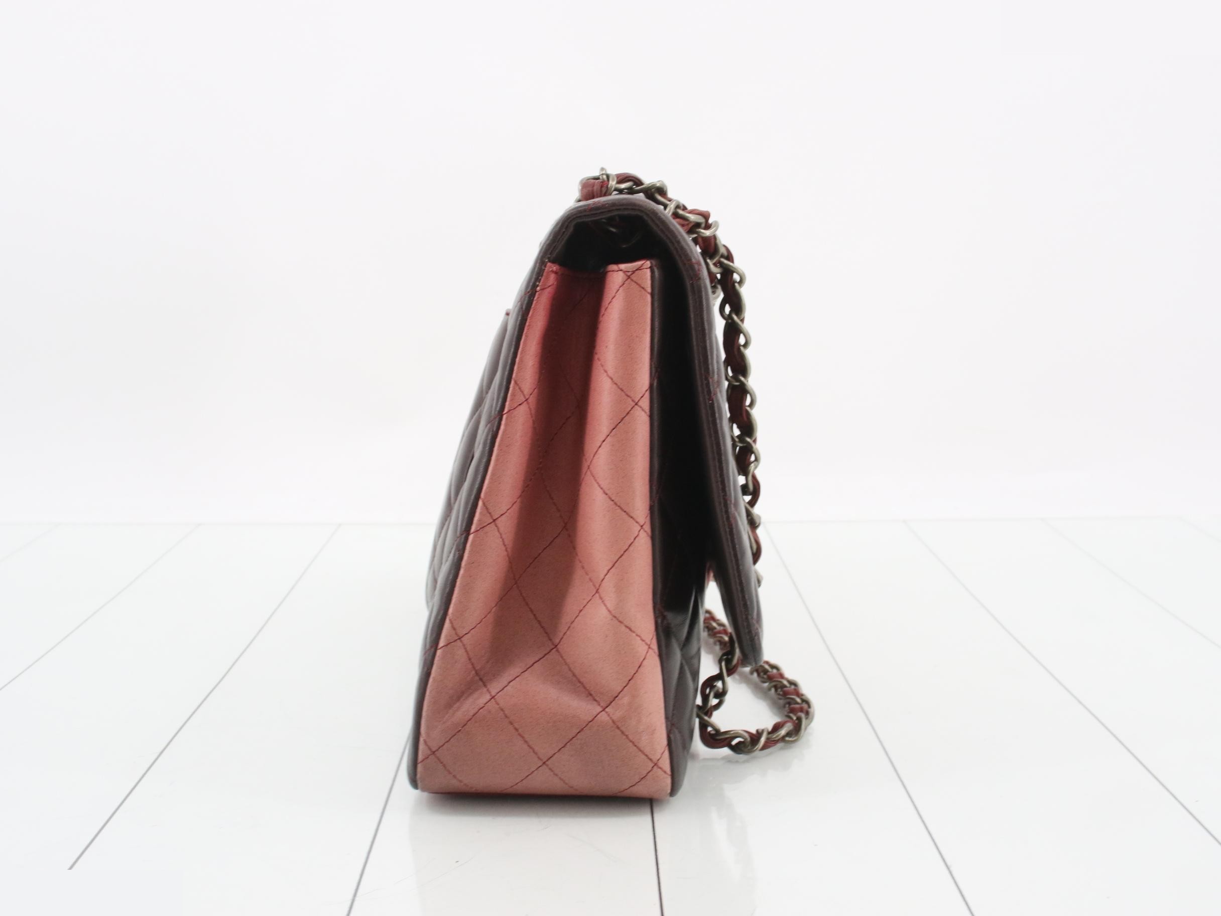 Matelassé Leather Double Chain Shoulder Bag, Gradient Color — view 4