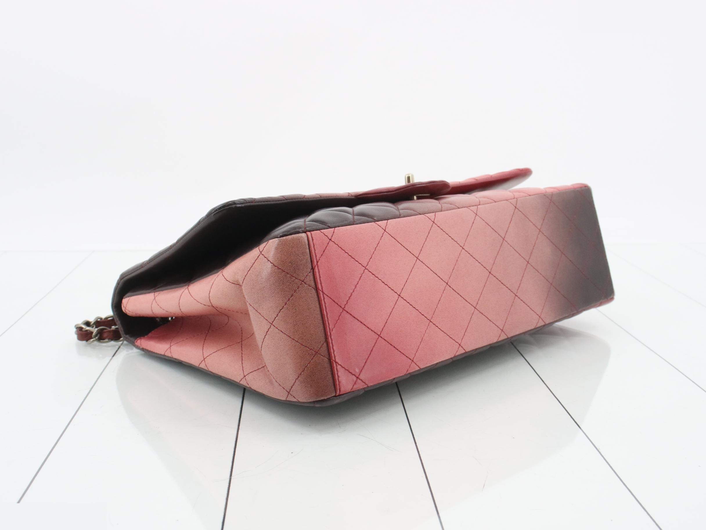 Matelassé Leather Double Chain Shoulder Bag, Gradient Color — view 5