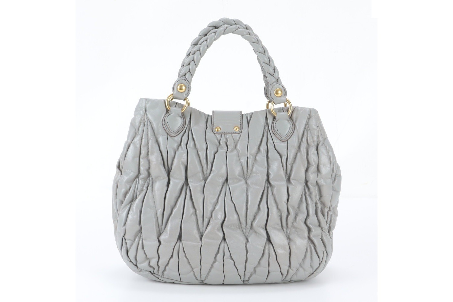 Matelassé Gathered Leather Tote Bag (Shoulder Bag) — view 3