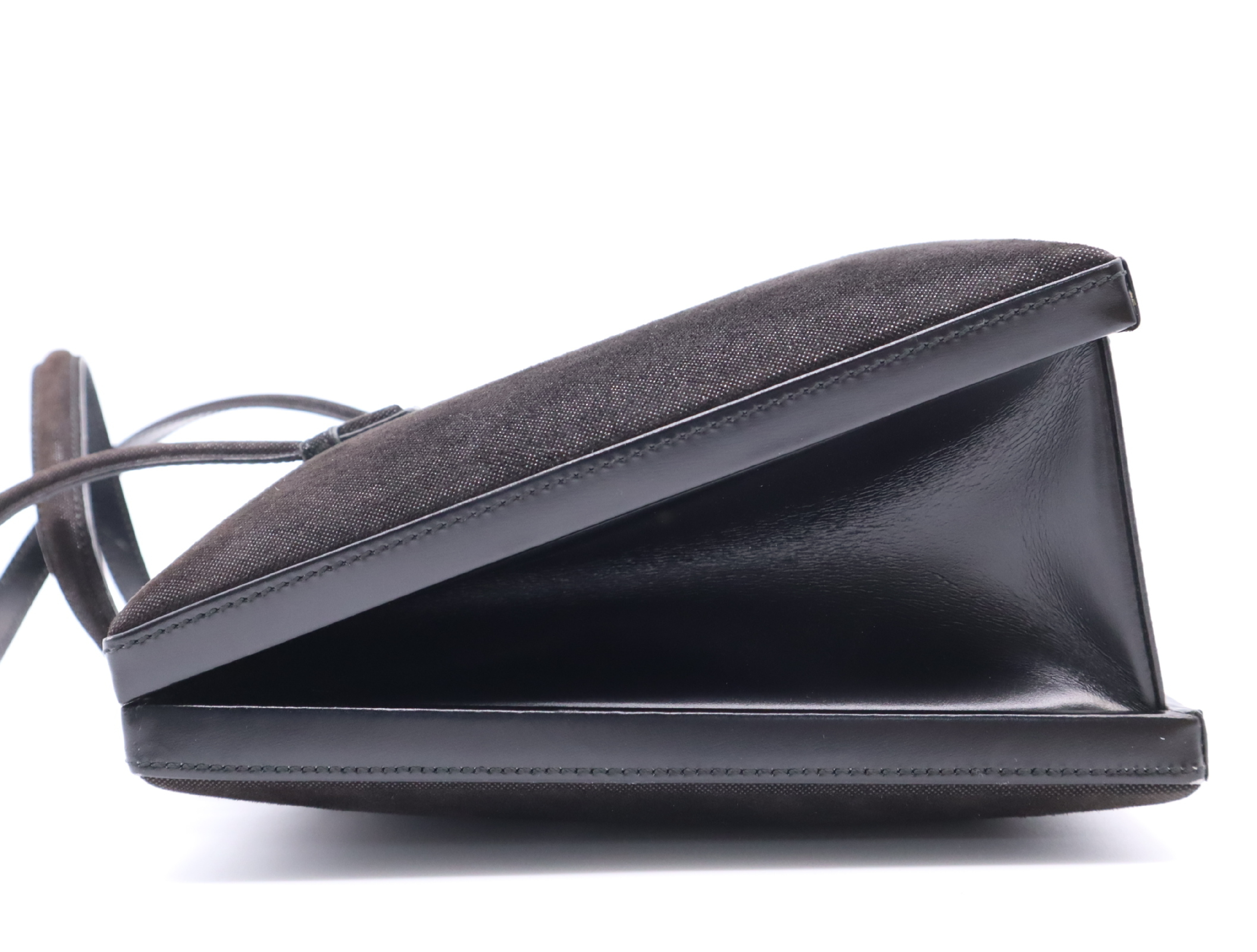 Suede Anagram Handbag, Black, with Dust Bag — view 3