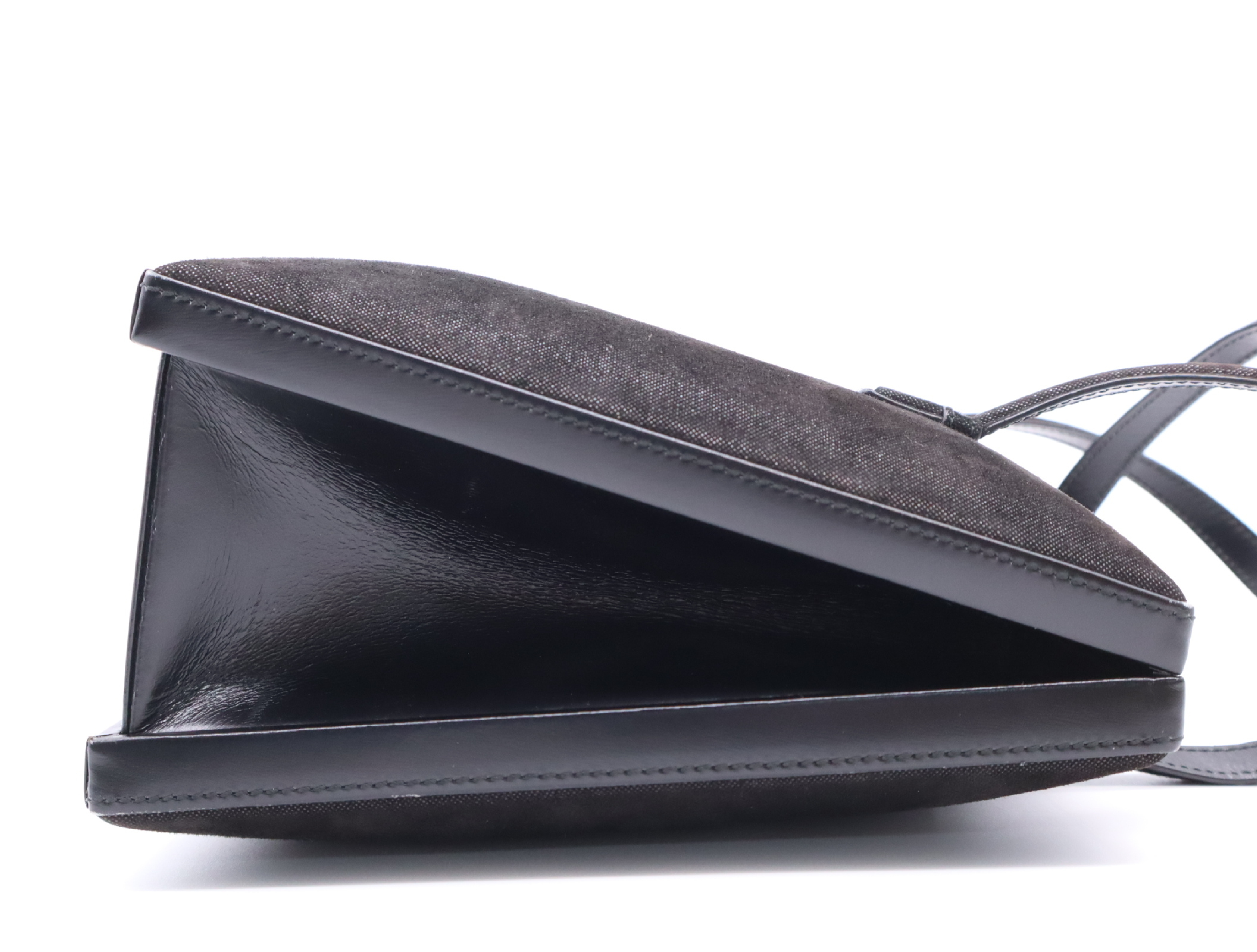 Suede Anagram Handbag, Black, with Dust Bag — view 5