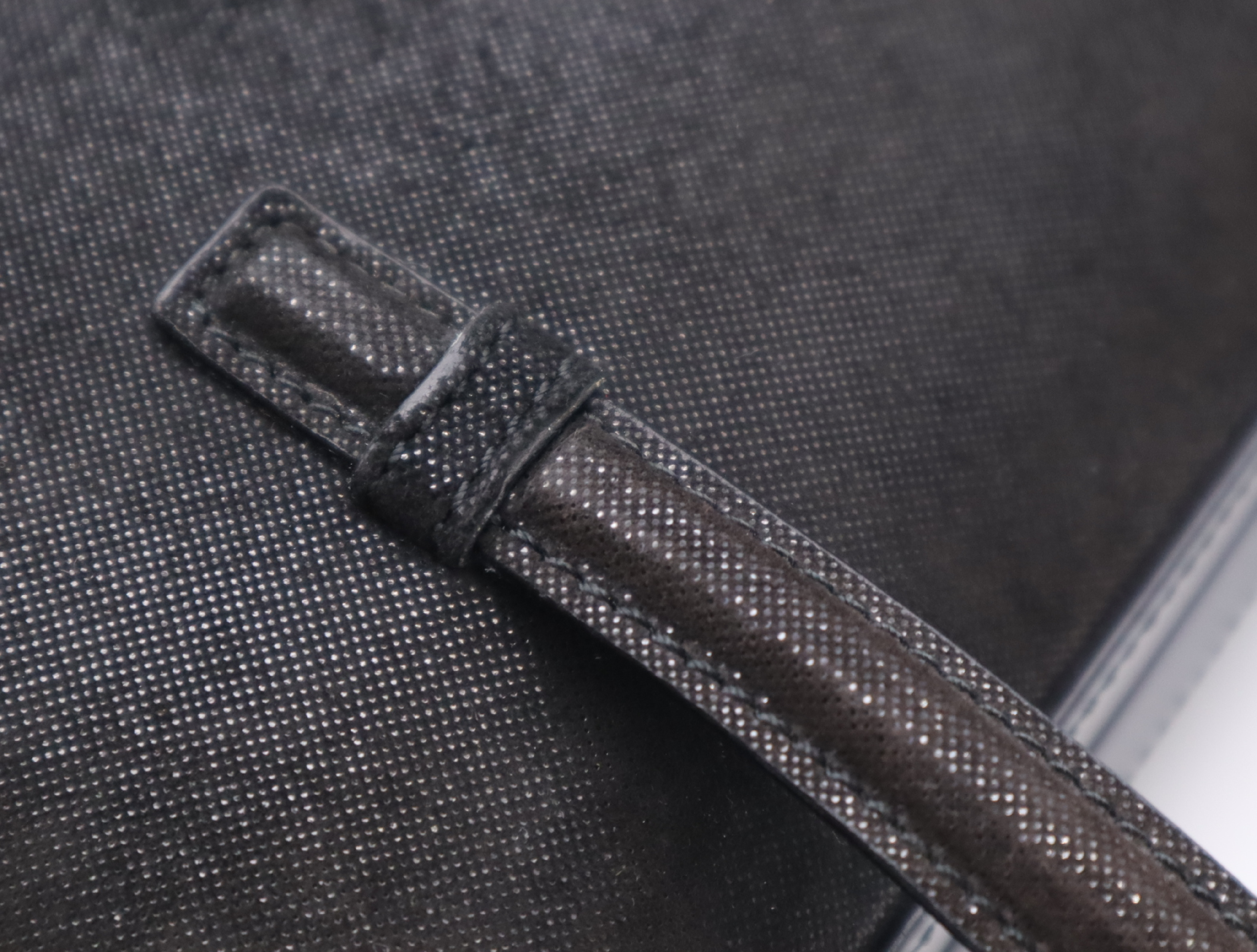 Suede Anagram Handbag, Black, with Dust Bag — view 9