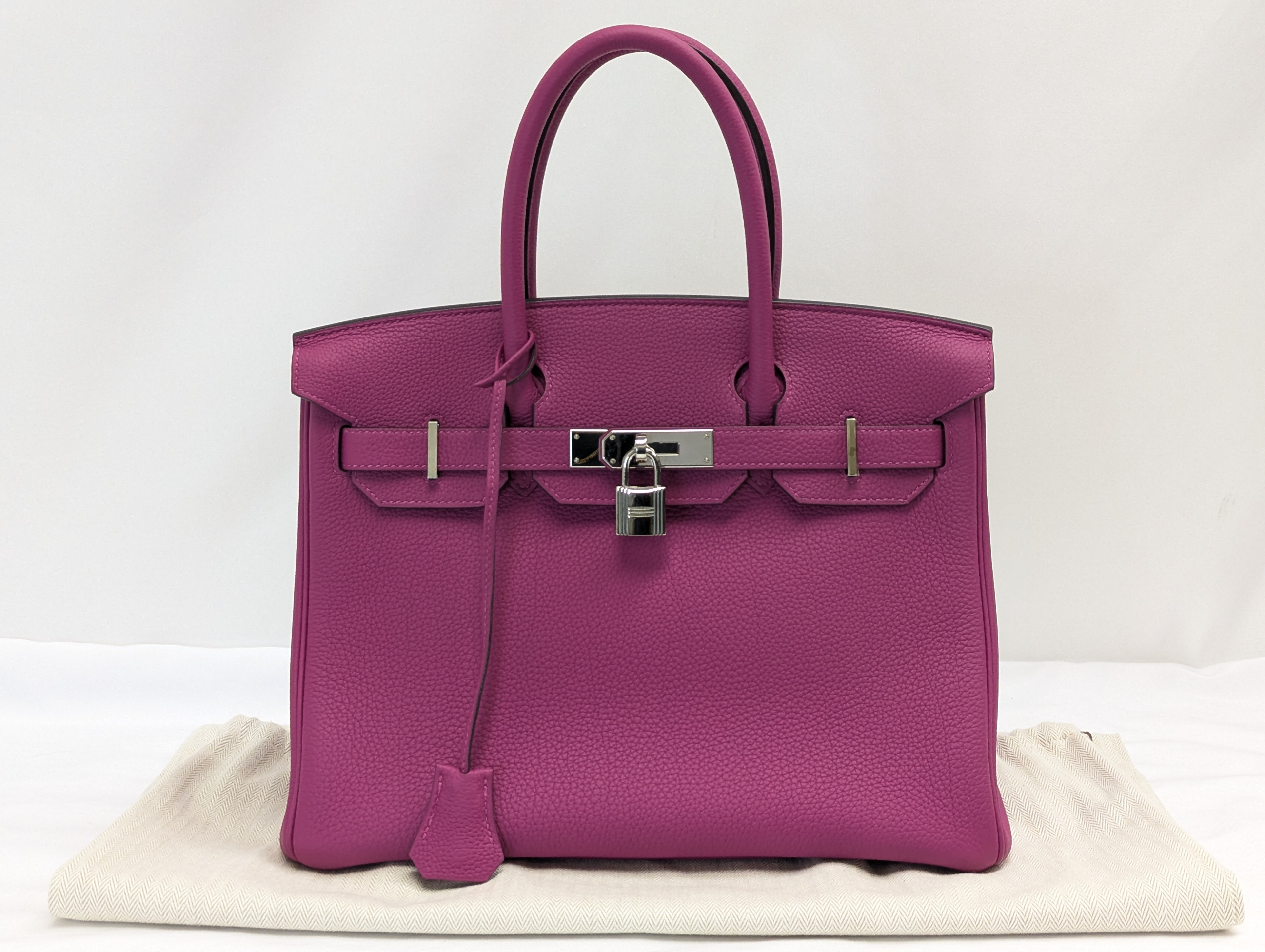 Birkin 30 Togo Rose Purple Silver Hardware C Stamp Handbag