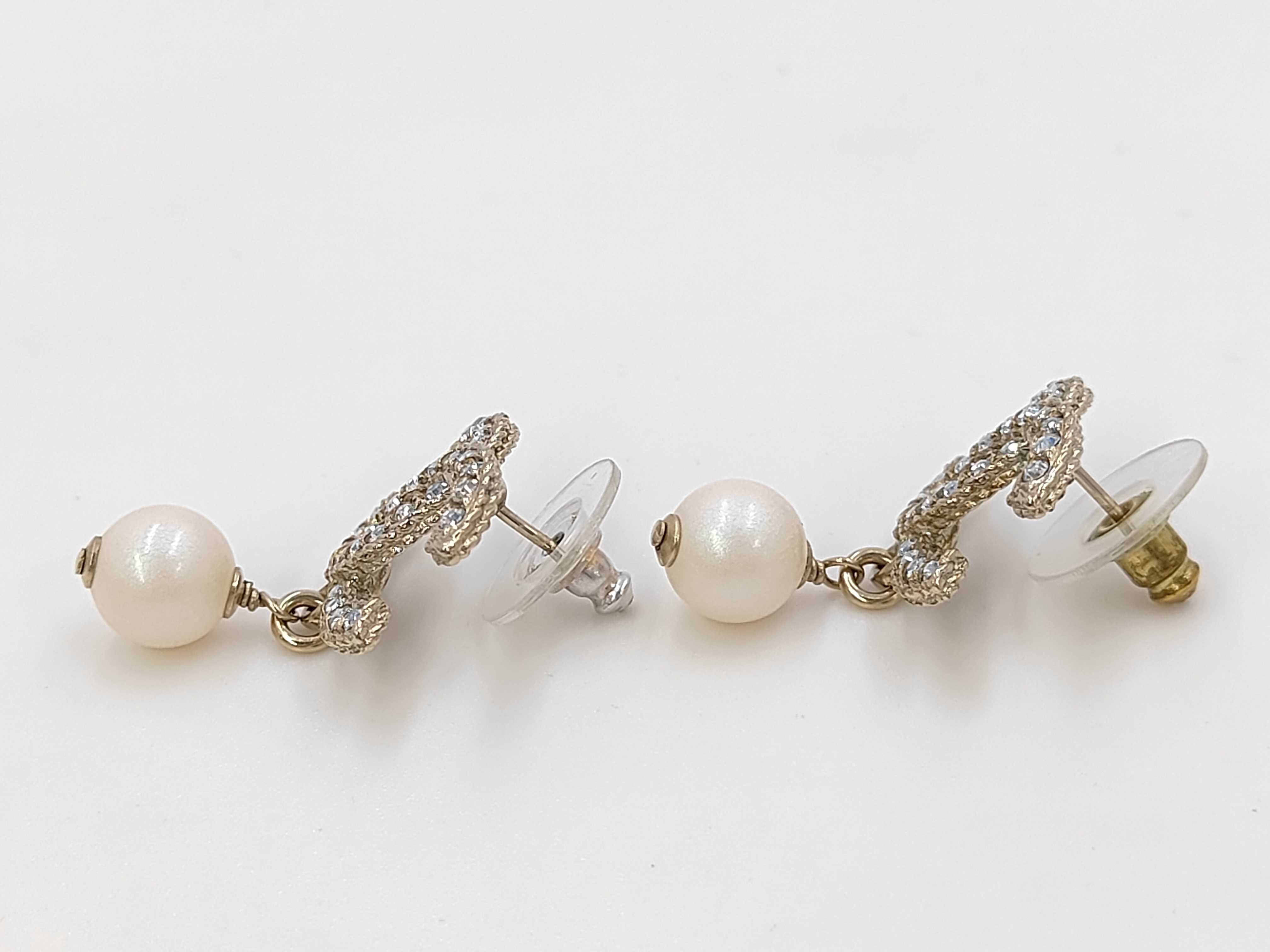 Coco Mark C21P Rhinestone Pearl Earrings — view 2