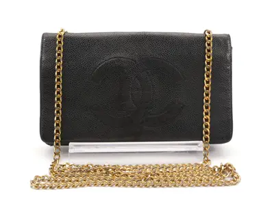 Caviar Skin Coco Mark Chain Wallet Shoulder Bag