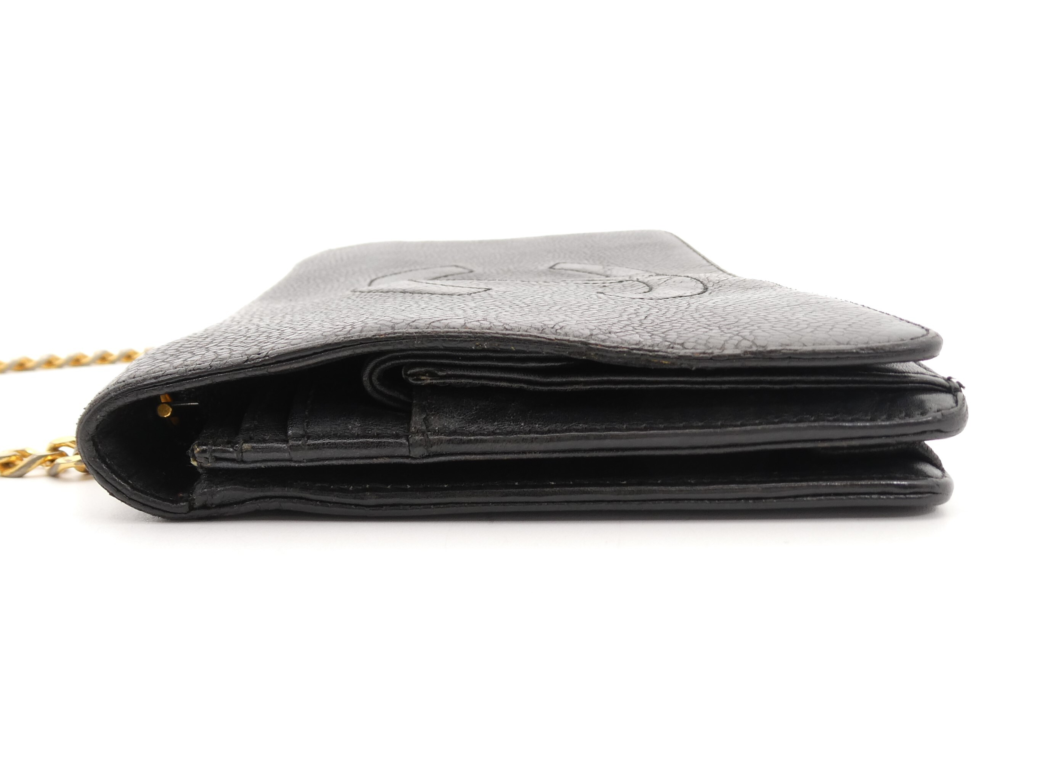 Caviar Skin Coco Mark Chain Wallet Shoulder Bag — view 3