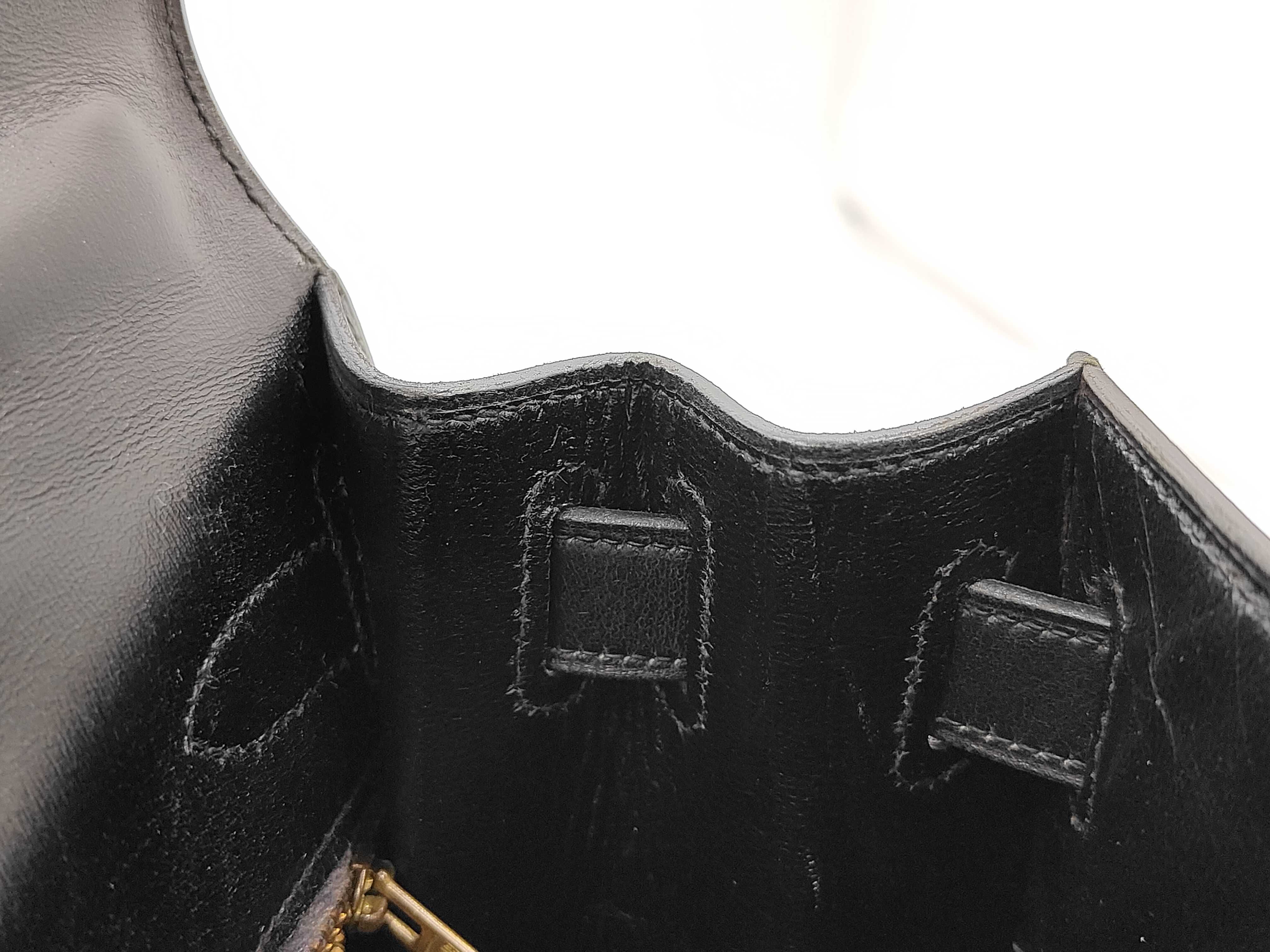 Kelly 28, Sellier Box Calf Leather, Black, Gold Hardware, K Stamp, Handbag — view 13