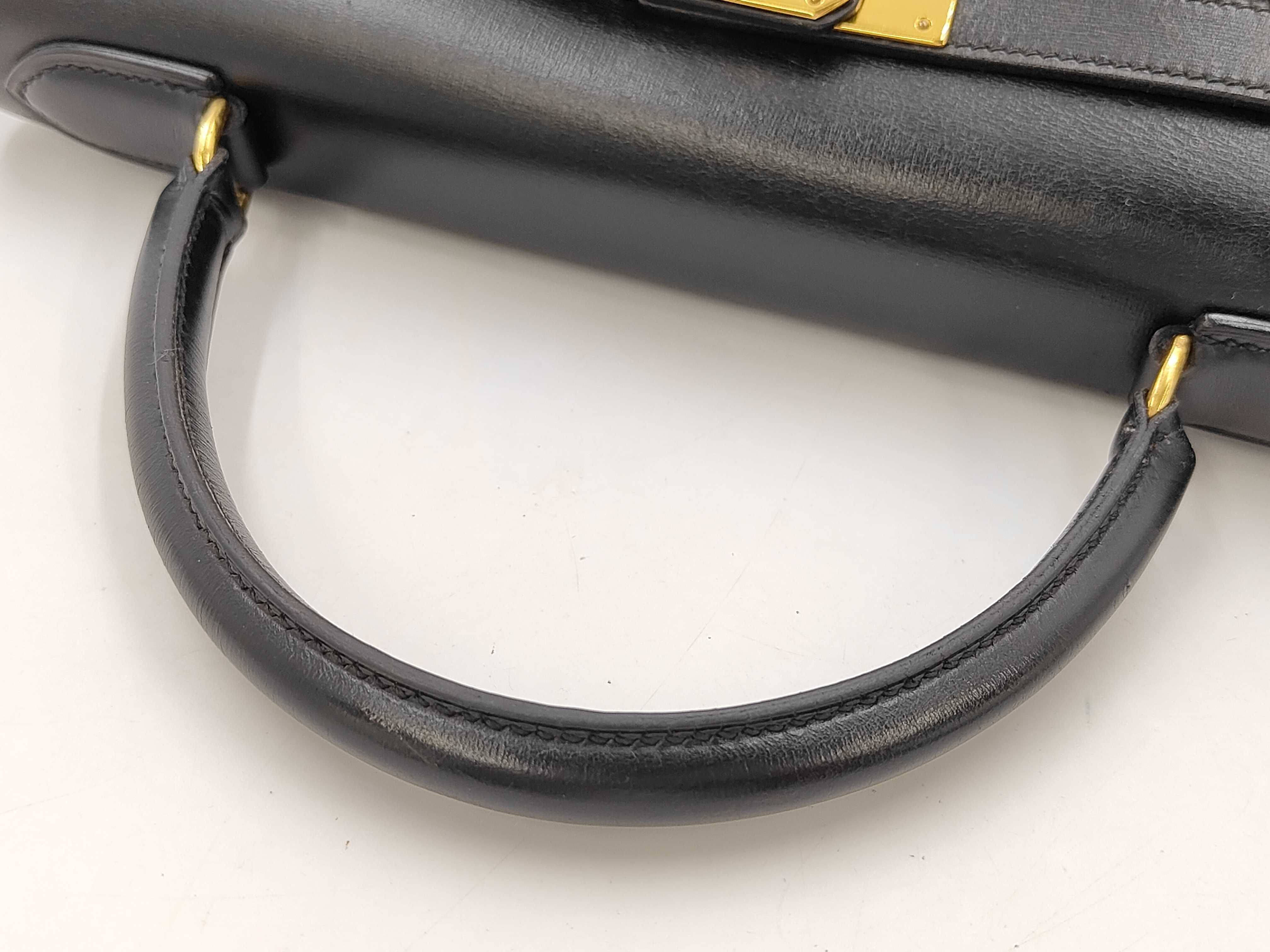 Kelly 28, Sellier Box Calf Leather, Black, Gold Hardware, K Stamp, Handbag — view 3